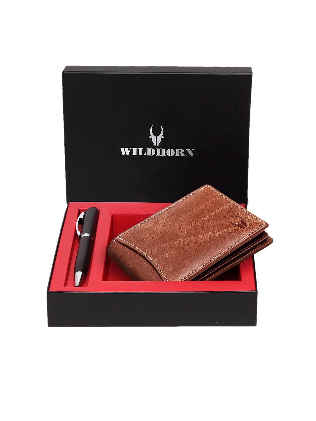 

WildHorn Men Tan Brown & Black RFID Protected Genuine Leather Accessory Gift Set