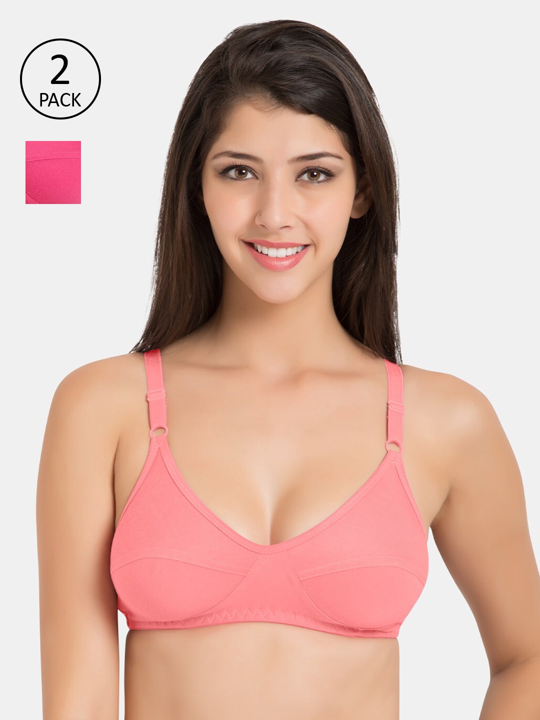 

Souminie Pack Of 2 Pink Solid Non-Wired Non Padded Everyday Bras SLY-935