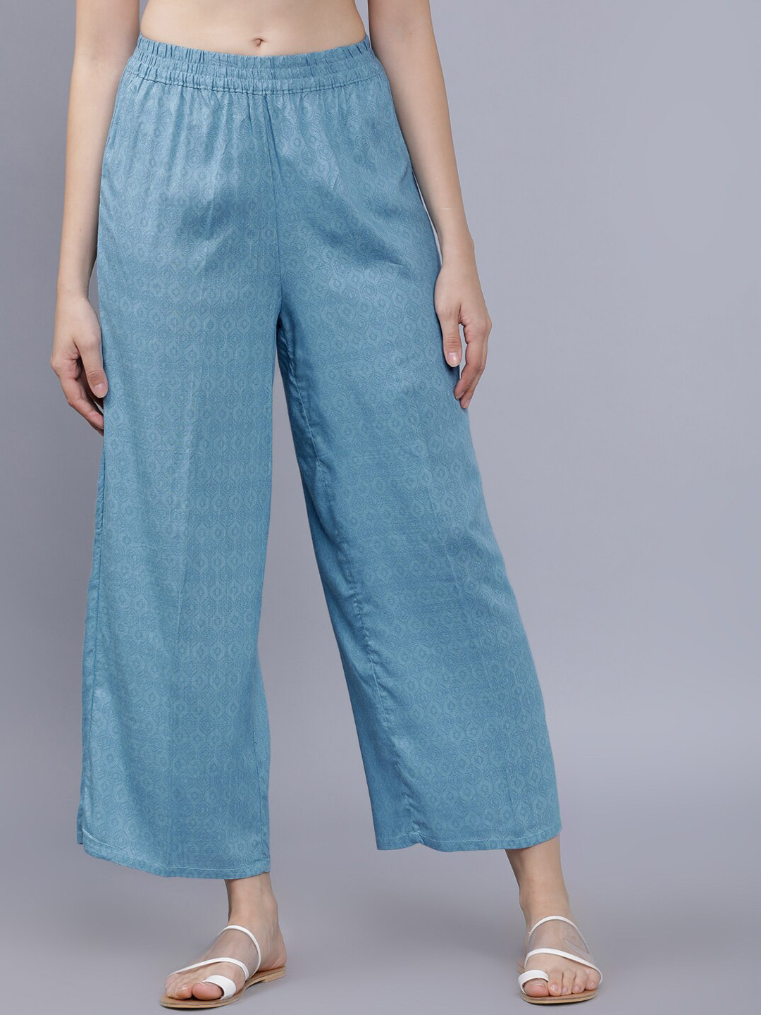 

Vishudh Women Blue Printed Straight Palazzos