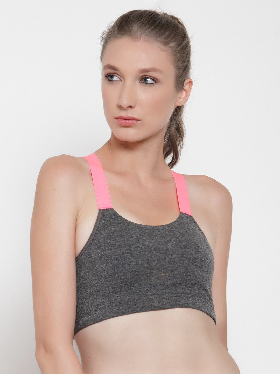 

Innocence Charcoal Solid Non-Wired Lightly Padded Sports Bra BBAPLIN90305_28B