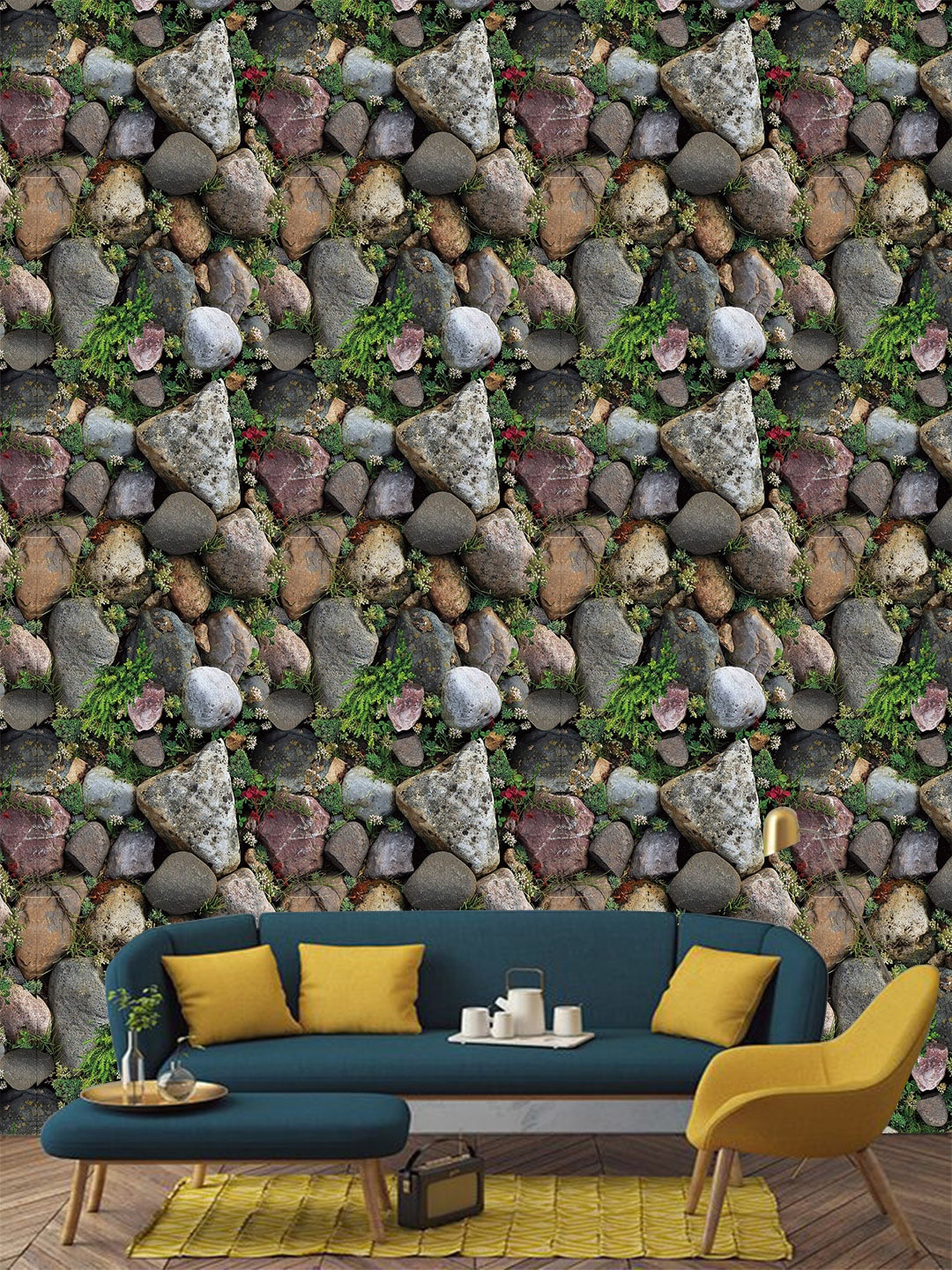 Jaamso Royals Multicoloured Brick Stone Wallpaper, Multi