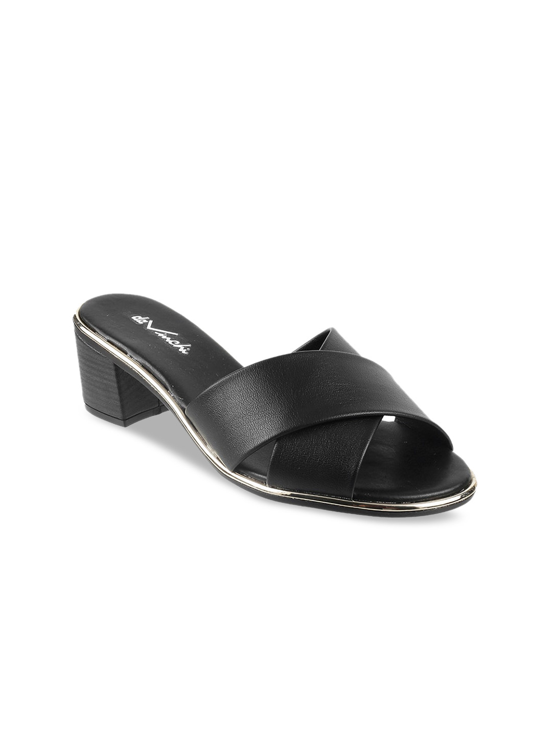 

DAVINCHI Women Black Solid Sandals