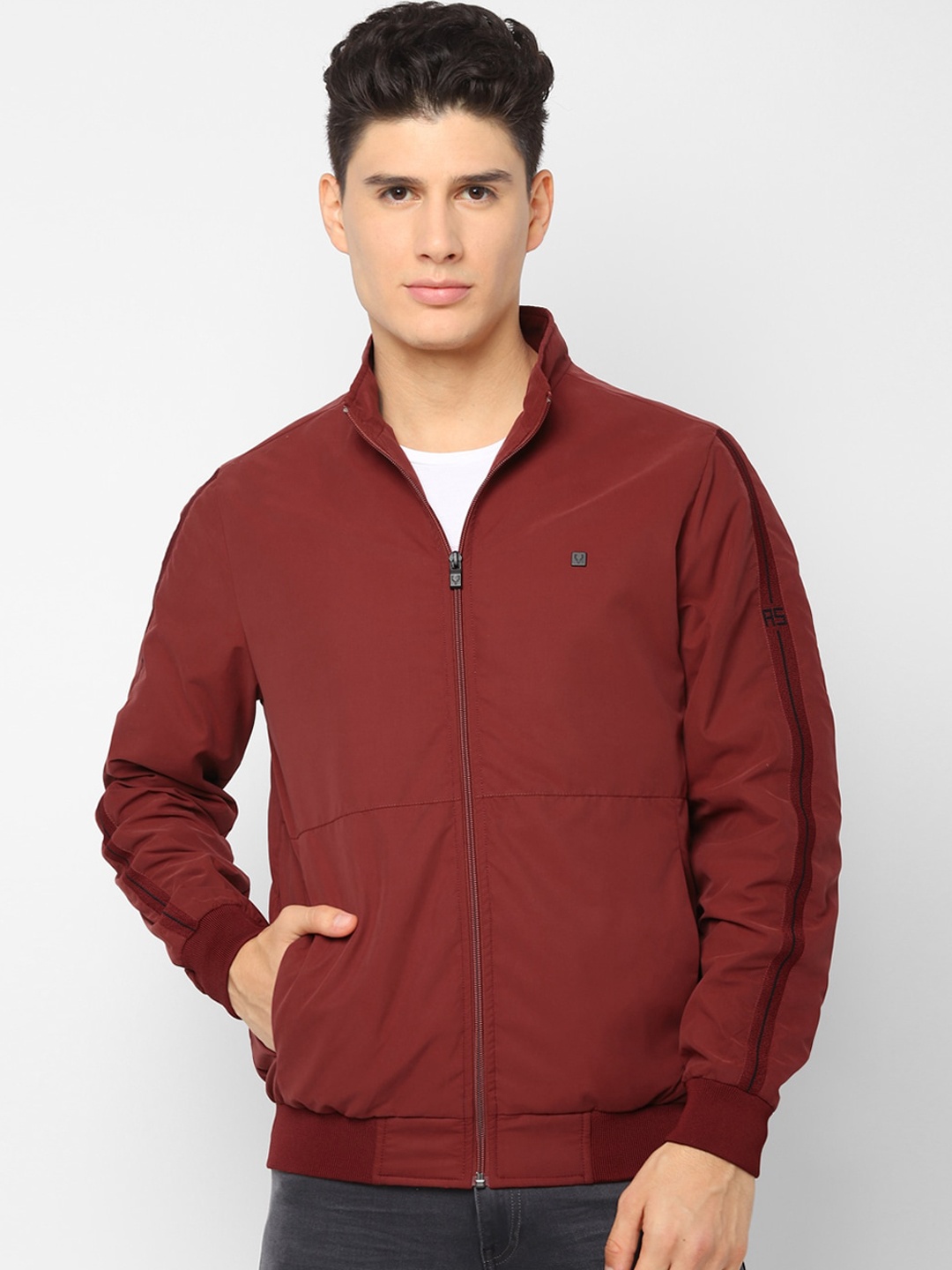 

Allen Solly Men Maroon Solid Bomber