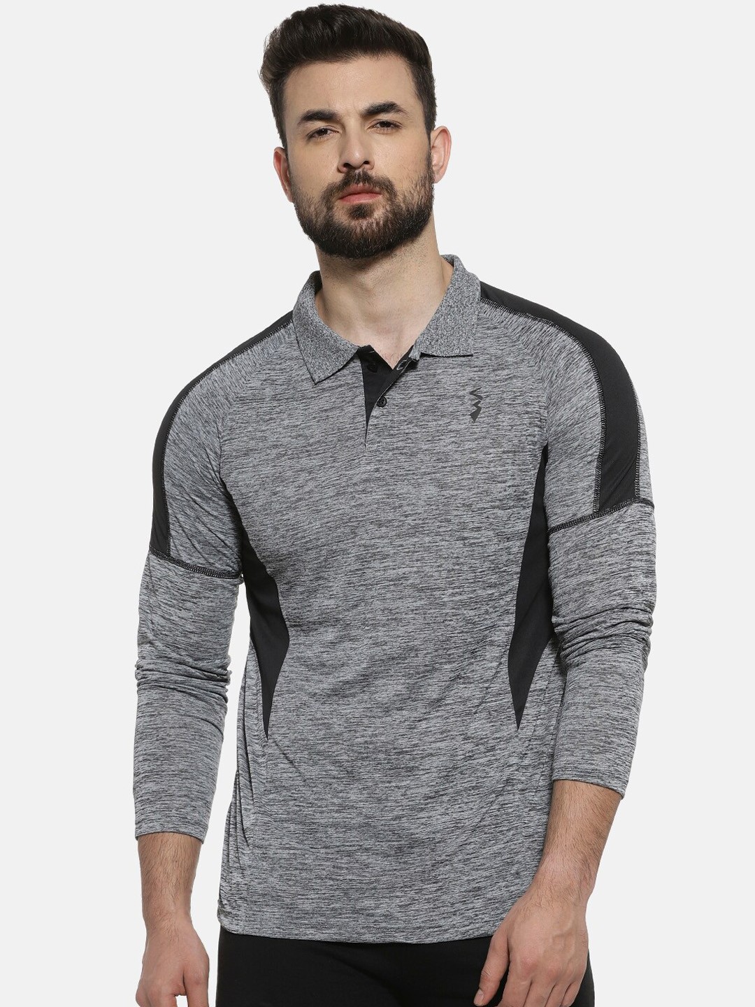 

Campus Sutra Men Grey Solid Polo Collar T-shirt