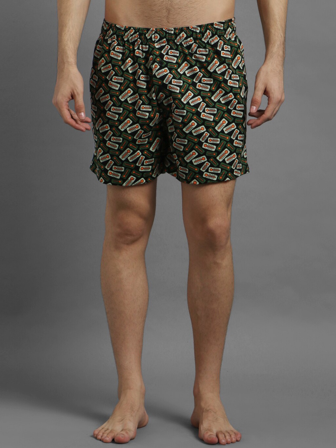 

Kotty Men Black & Green Printed Boxers