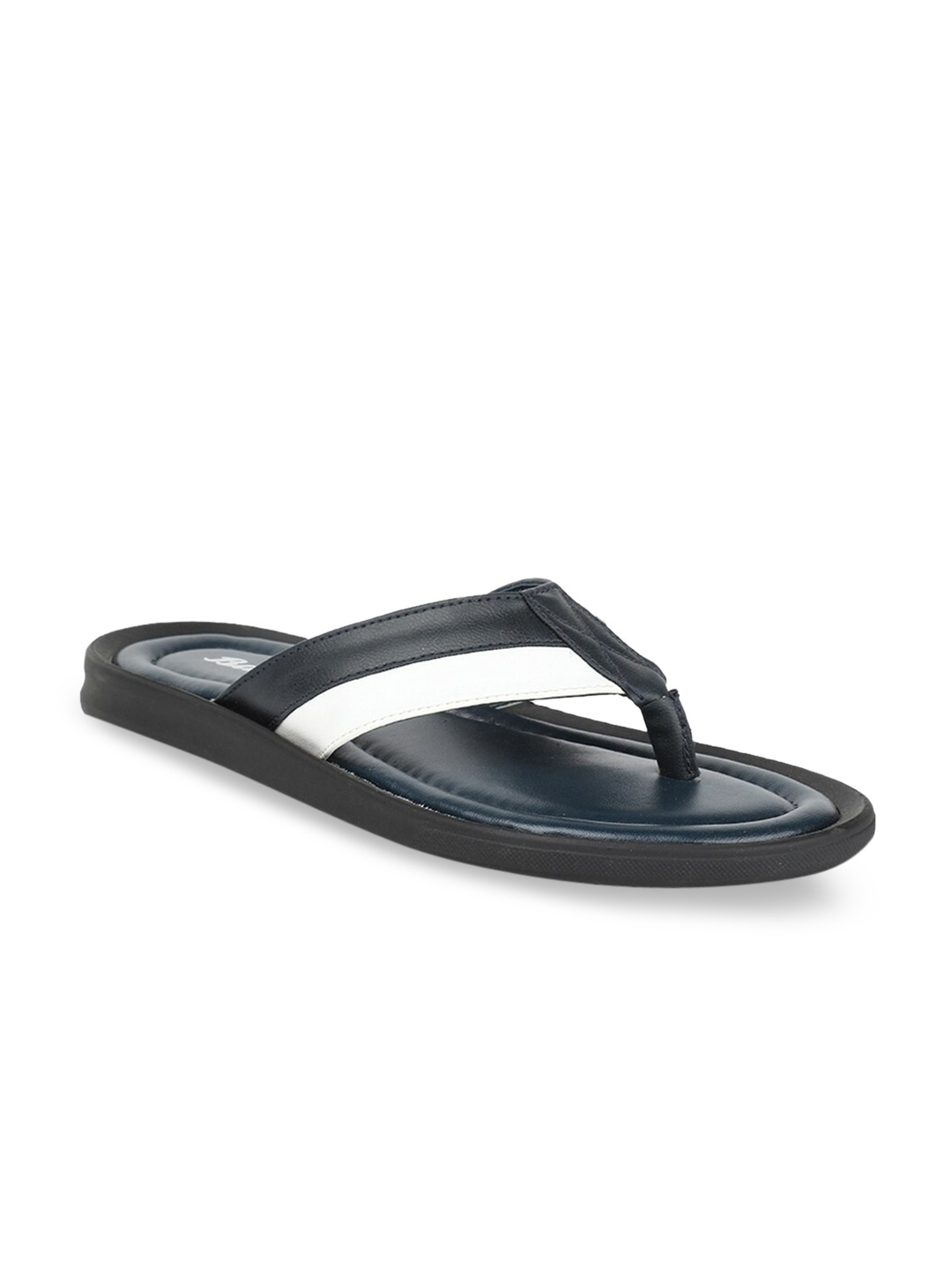 

Bata Men Navy Blue & White Colourblocked Thong Flip-Flops