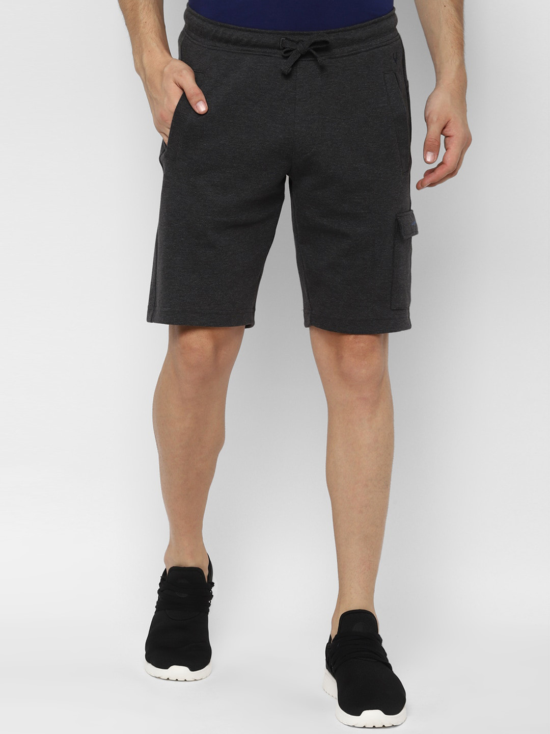 

Allen Solly Sport Men Charcoal Grey Solid Slim Fit Regular Shorts