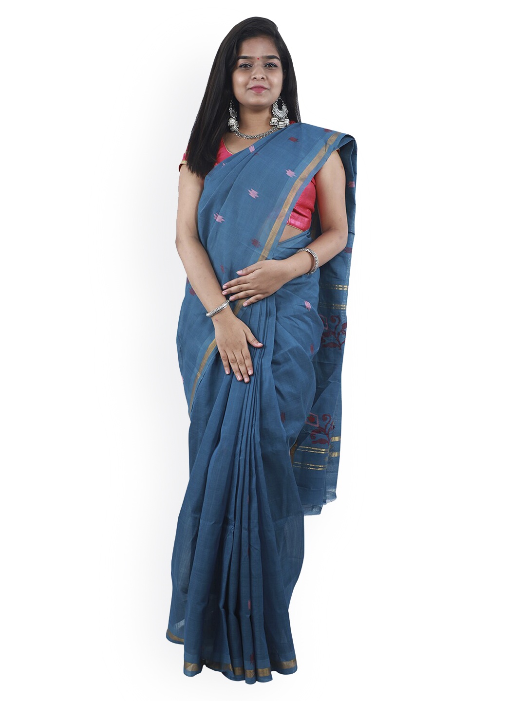 

APCO Grey Pure Cotton Printed Uppada Sustainable Saree