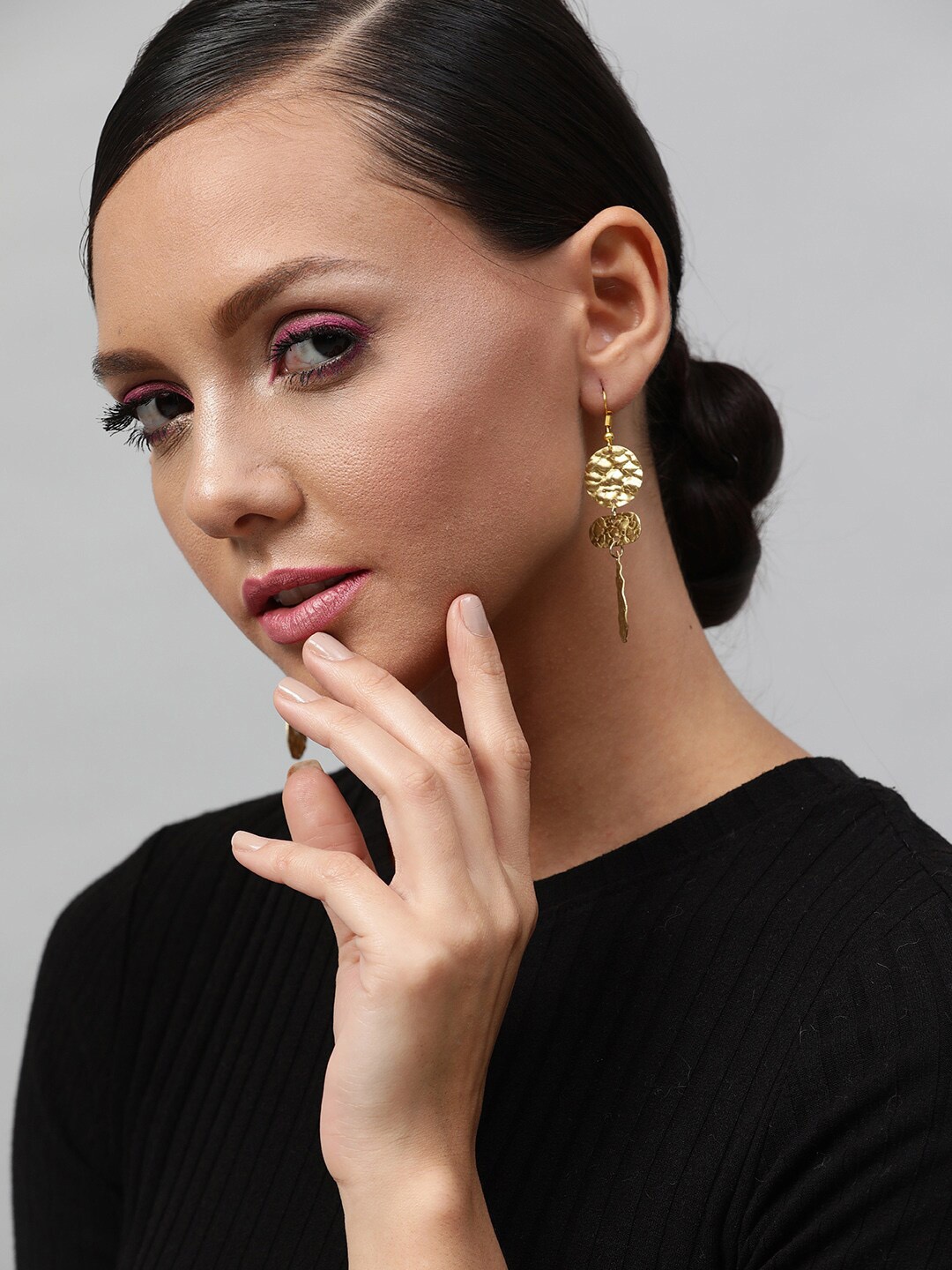 

STREET 9 Gold-Toned Contemporary Drop Earrings