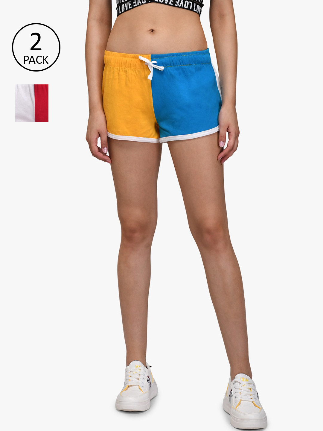

Kotty Women Pack of 2 Colourblocked Hot Pants, Yellow