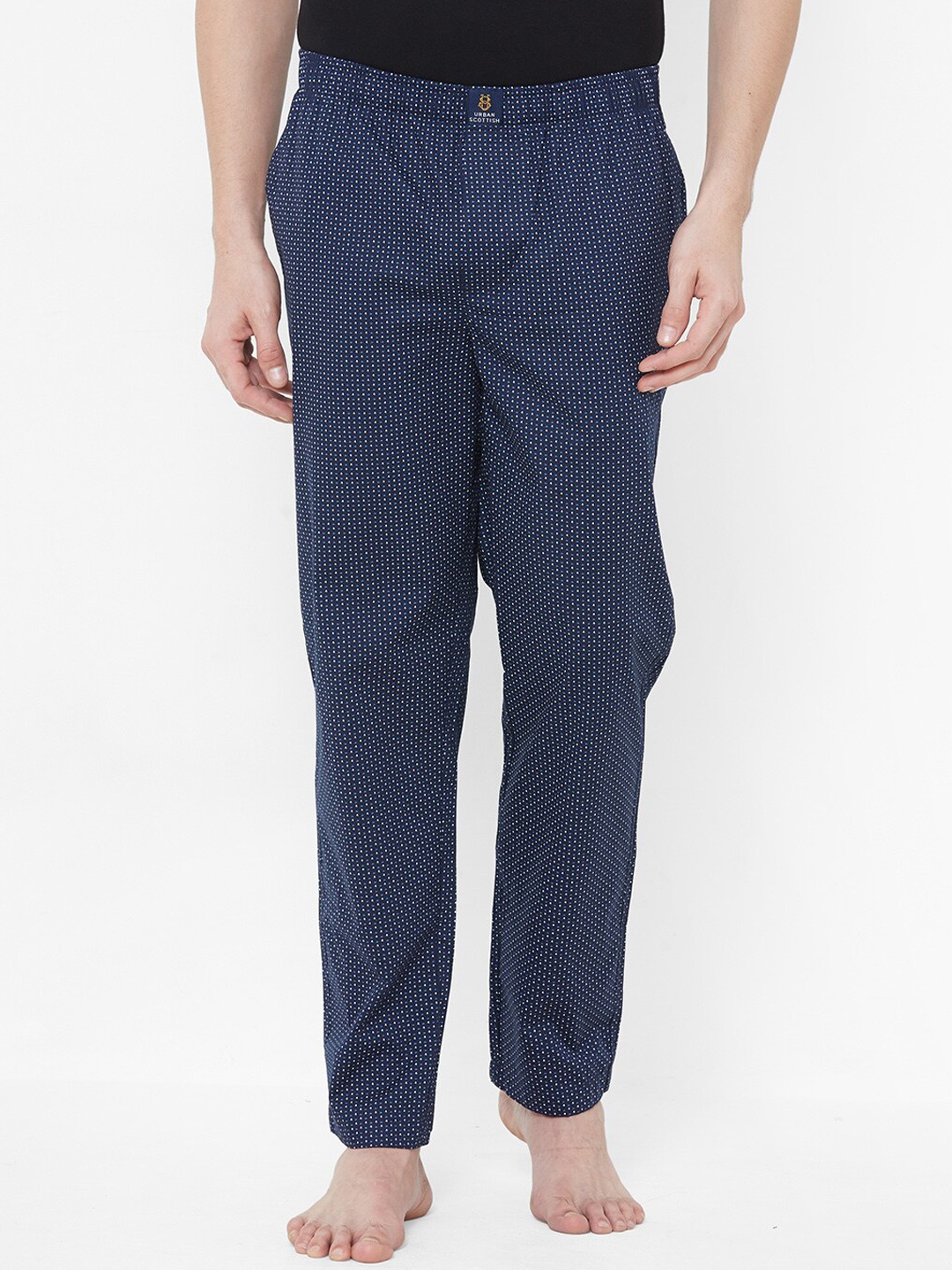 

URBAN SCOTTISH Men Navy Blue & White Printed Lounge Pants