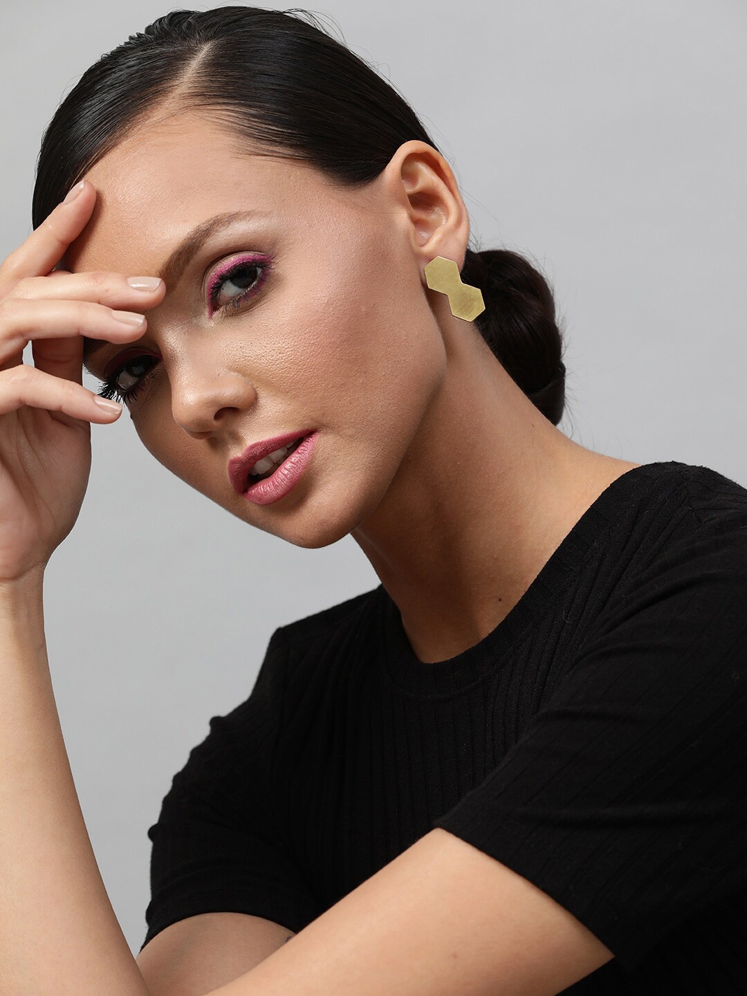 STREET 9 Gold-Toned Geometric Drop Earrings
