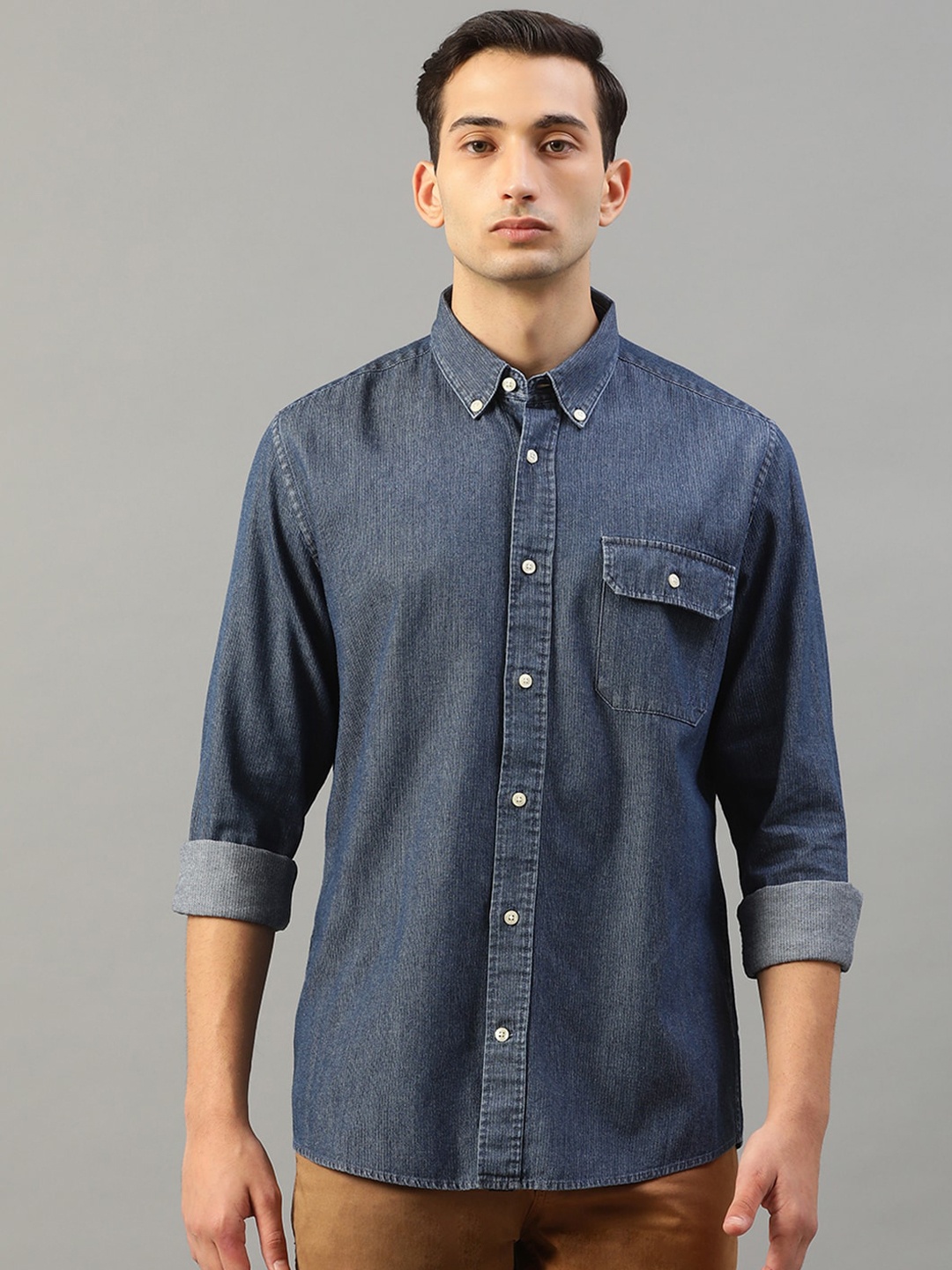 

Matinique Men Blue Slim Fit Solid Casual Denim Shirt