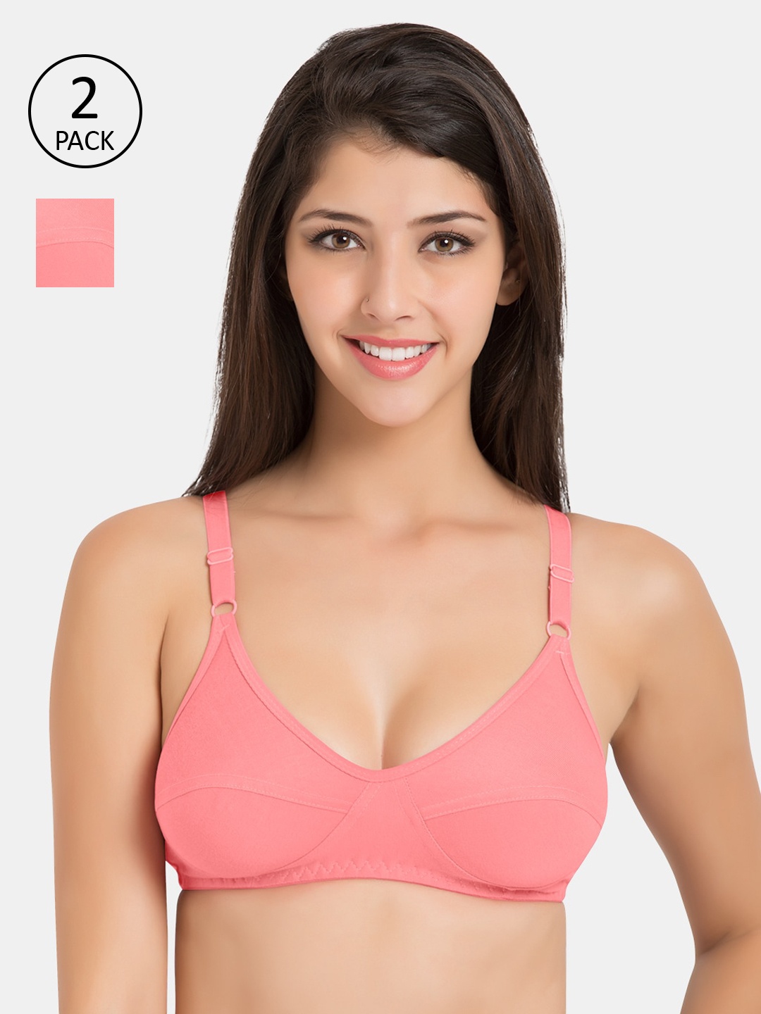 

Souminie Pink Solid Non-Wired Non Padded Everyday Bra