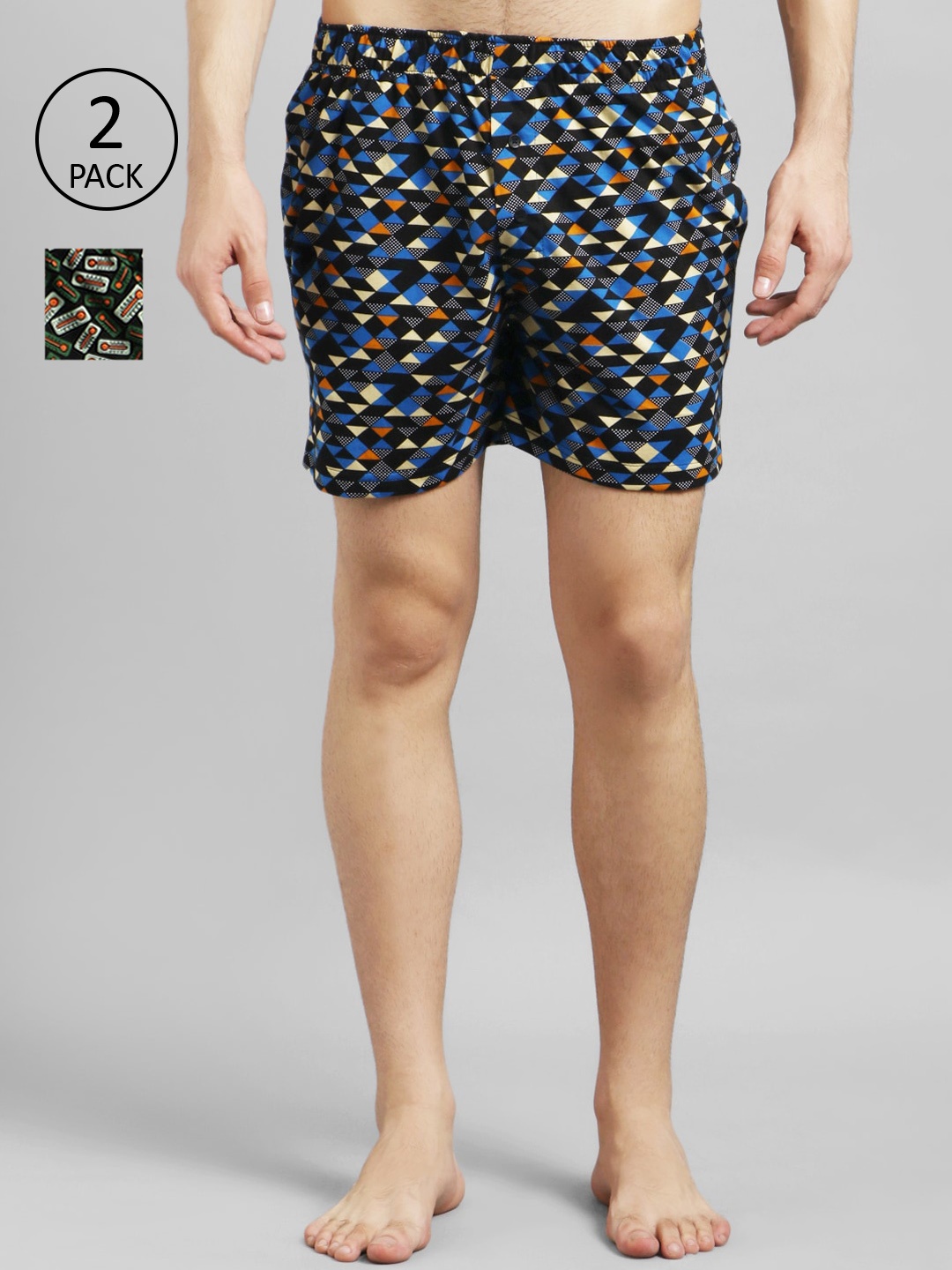 

Kotty Men Pack Of 2 Printed Boxers, Black