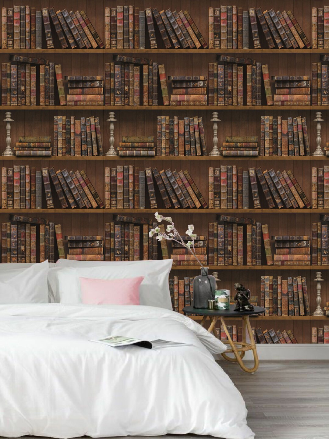 

Jaamso Royals Vintage Bookshelf Wall Sticker, Brown