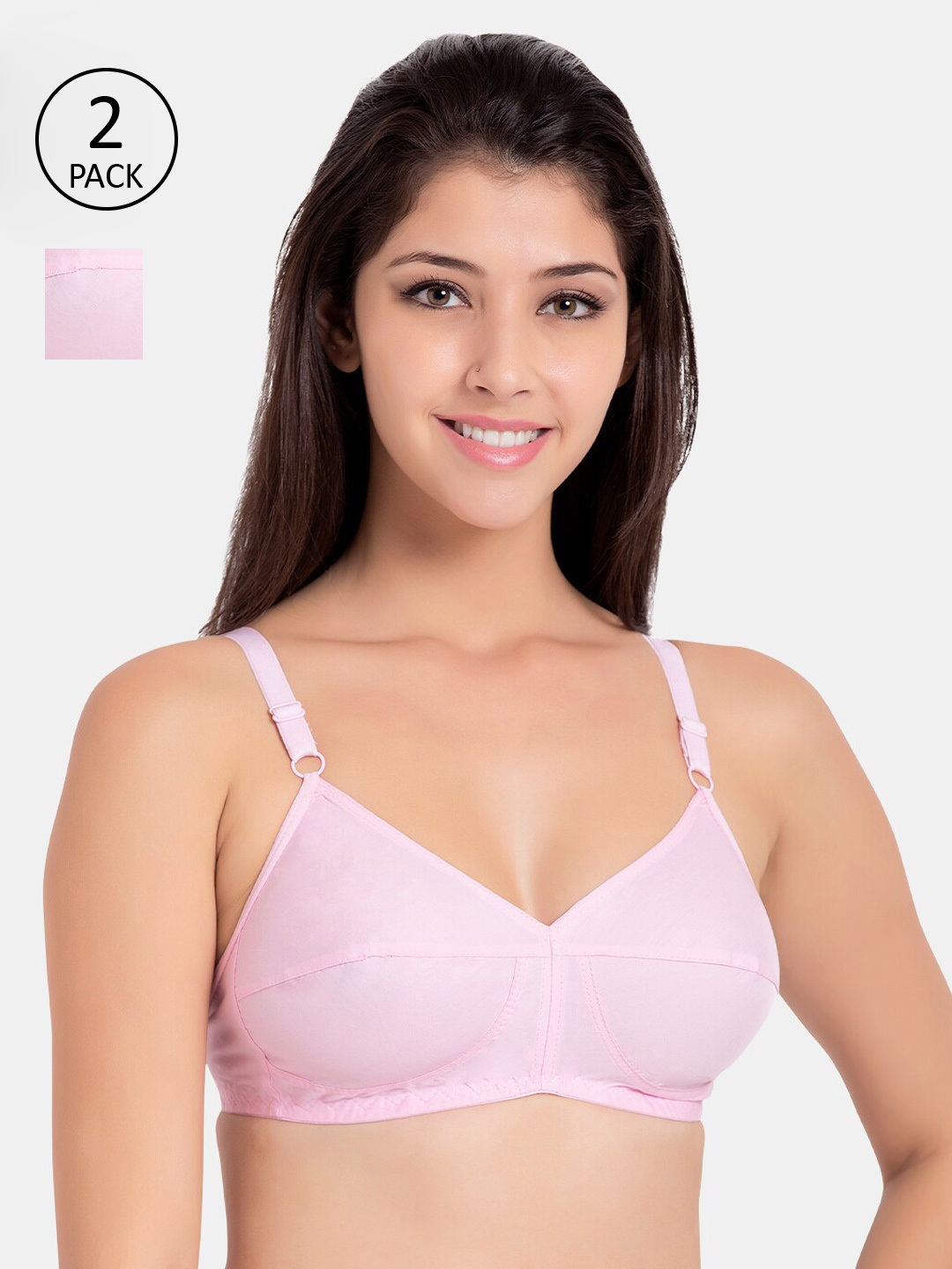 

Souminie Pink Solid Non-Wired Non Padded Everyday Bra