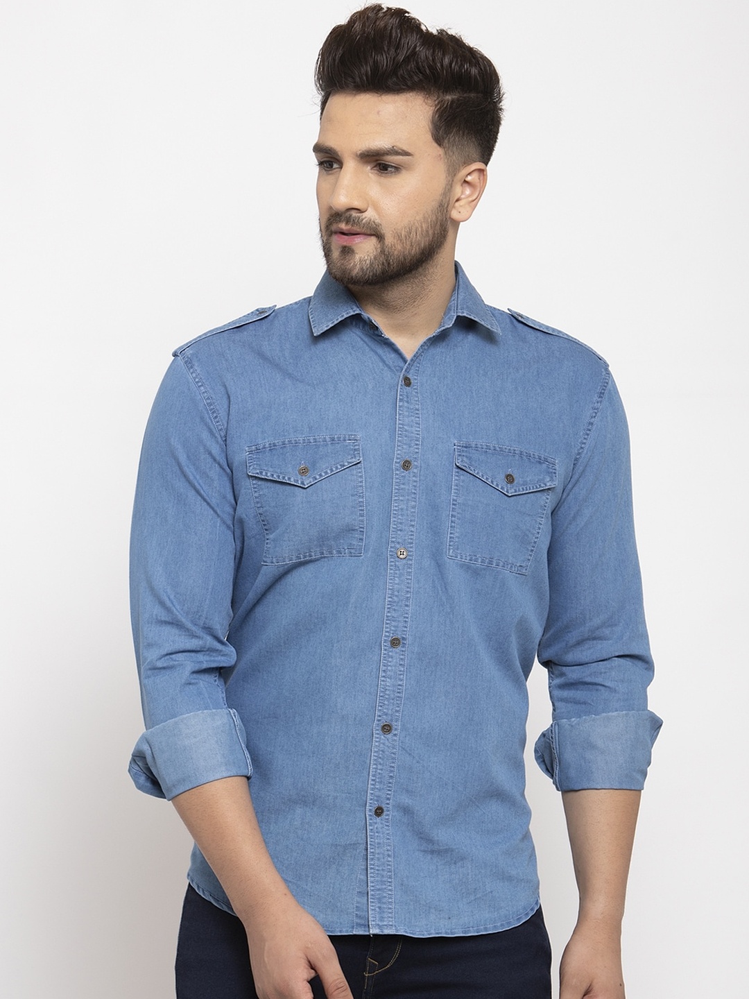 

JAINISH Men Blue Regular Fit Solid Casual Shirt