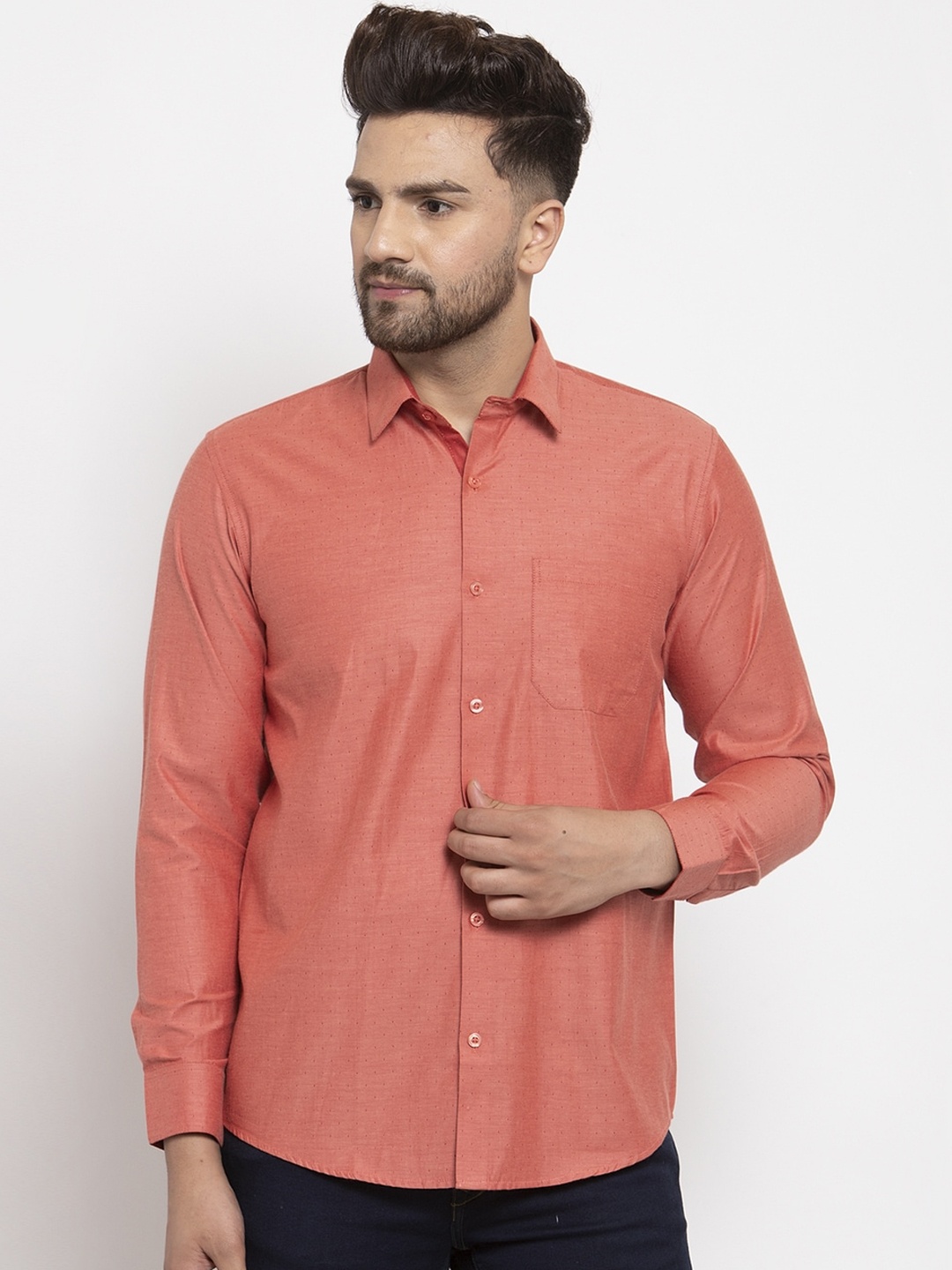 

JAINISH Men Rust Orange Smart Regular Fit Solid Casual Shirt