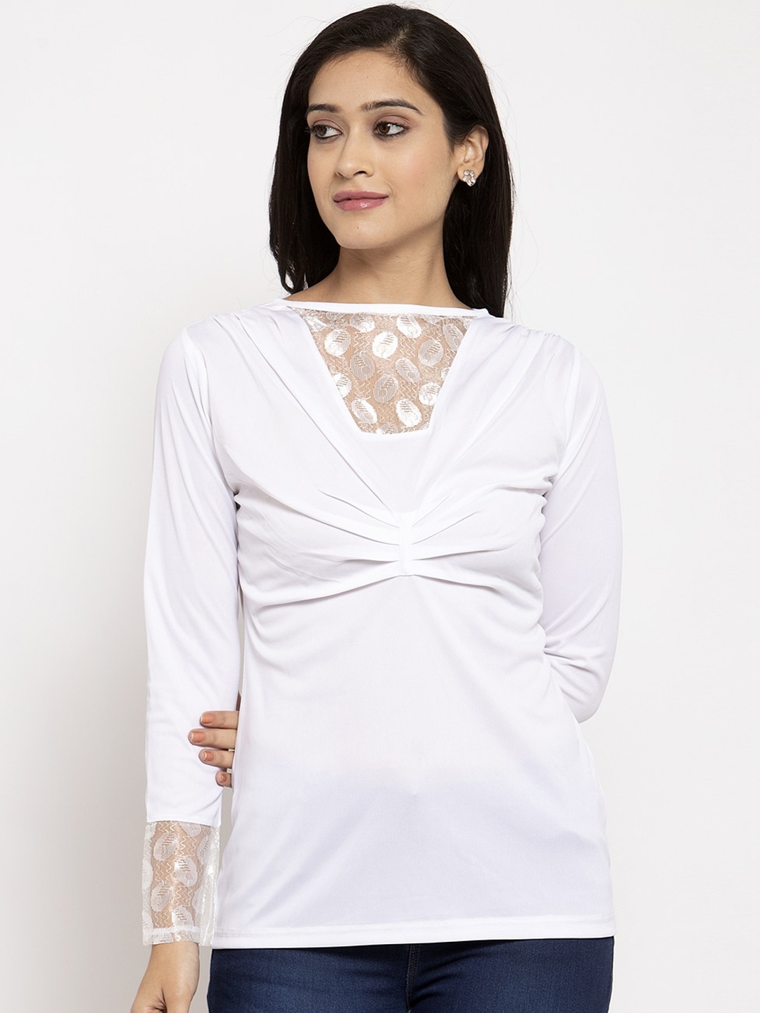 

Karmic Vision Women White Solid Top