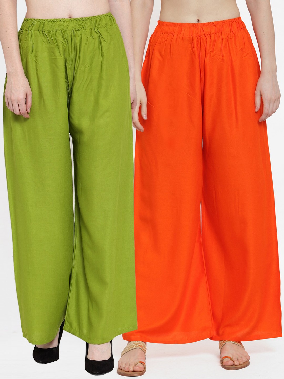 

TAG 7 Women Pack of 2 Solid Flared Palazzos, Orange