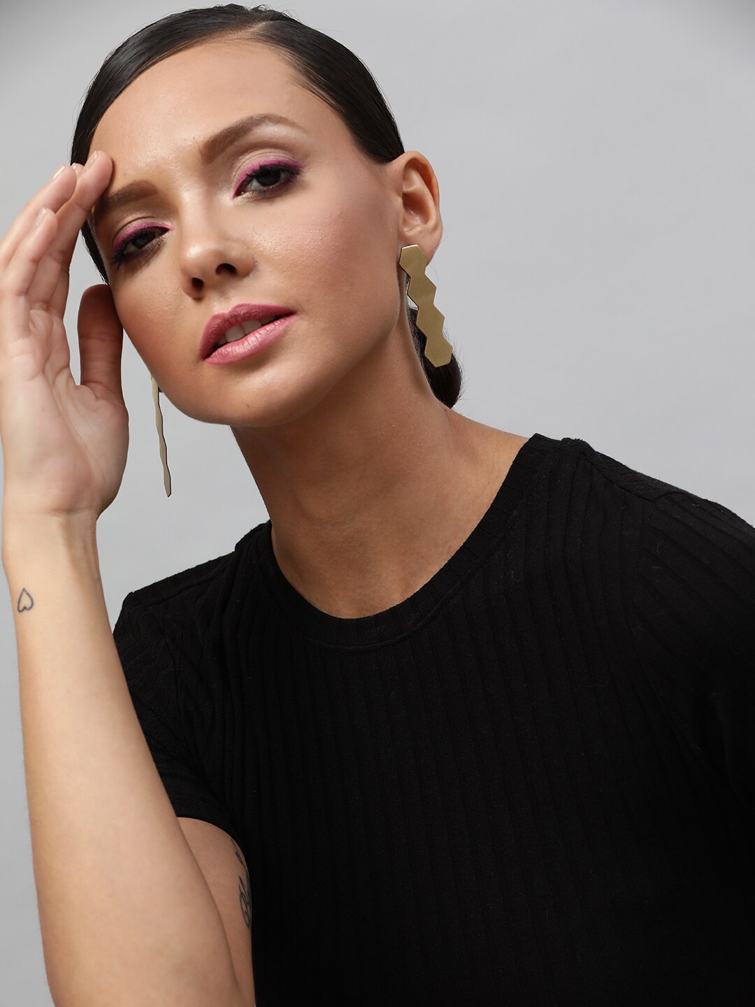 

STREET 9 Gold-Toned Contemporary Drop Earrings