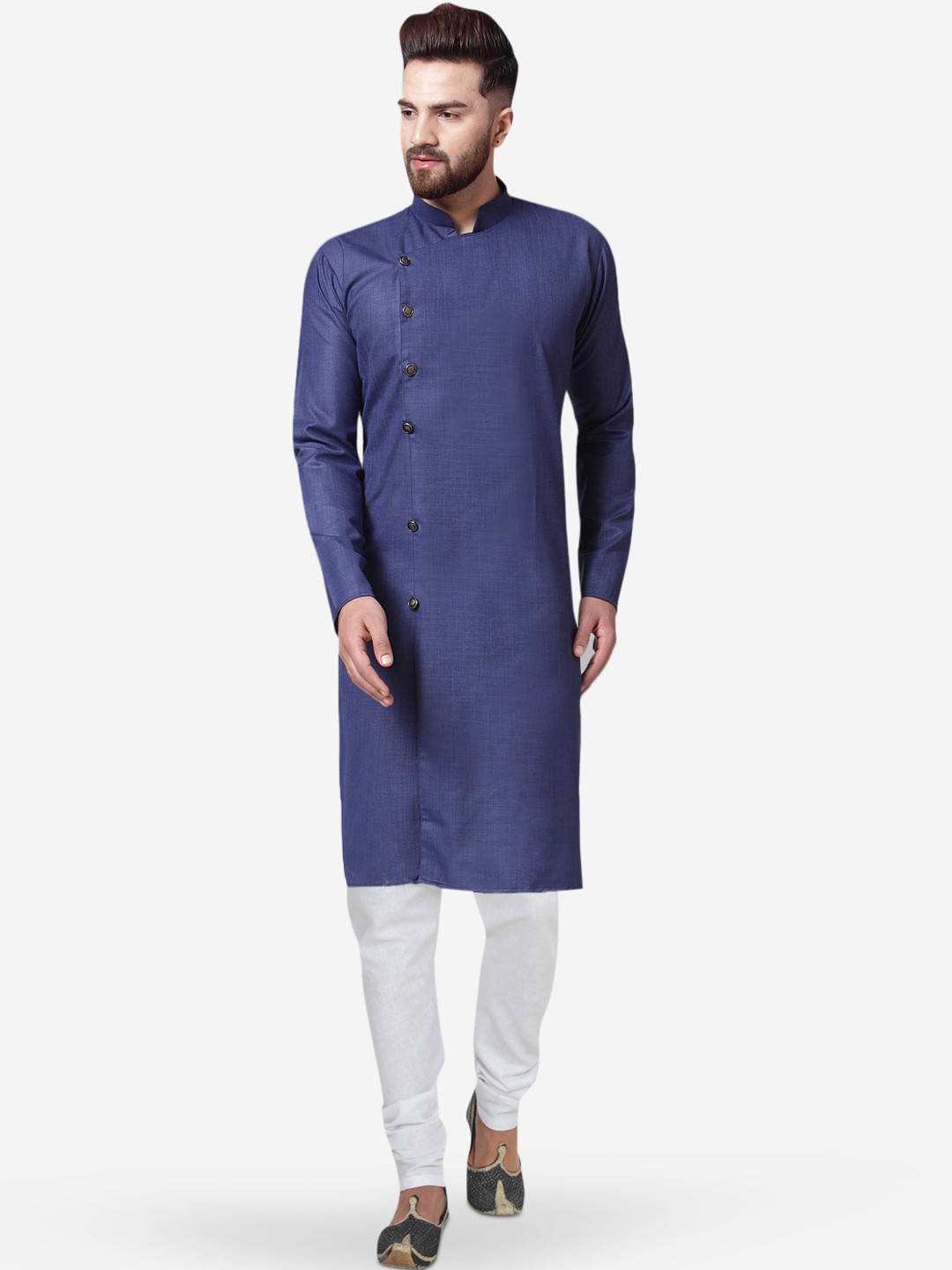 

Jompers Men Blue & White Solid Kurta with Pyjamas
