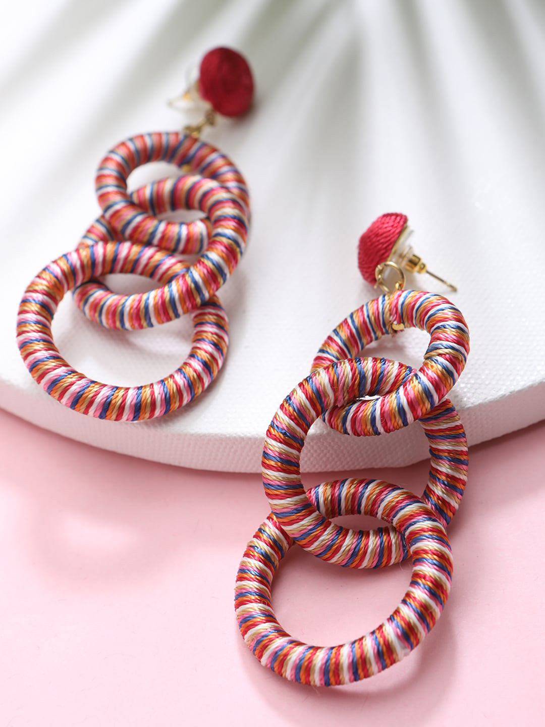 

STREET 9 Pink Circular Drop Earrings