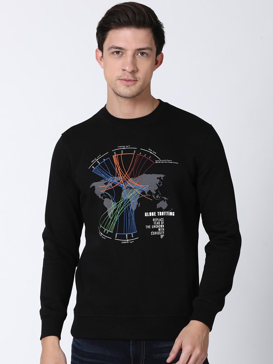 

t-base Men Black Printed Sweatshirt