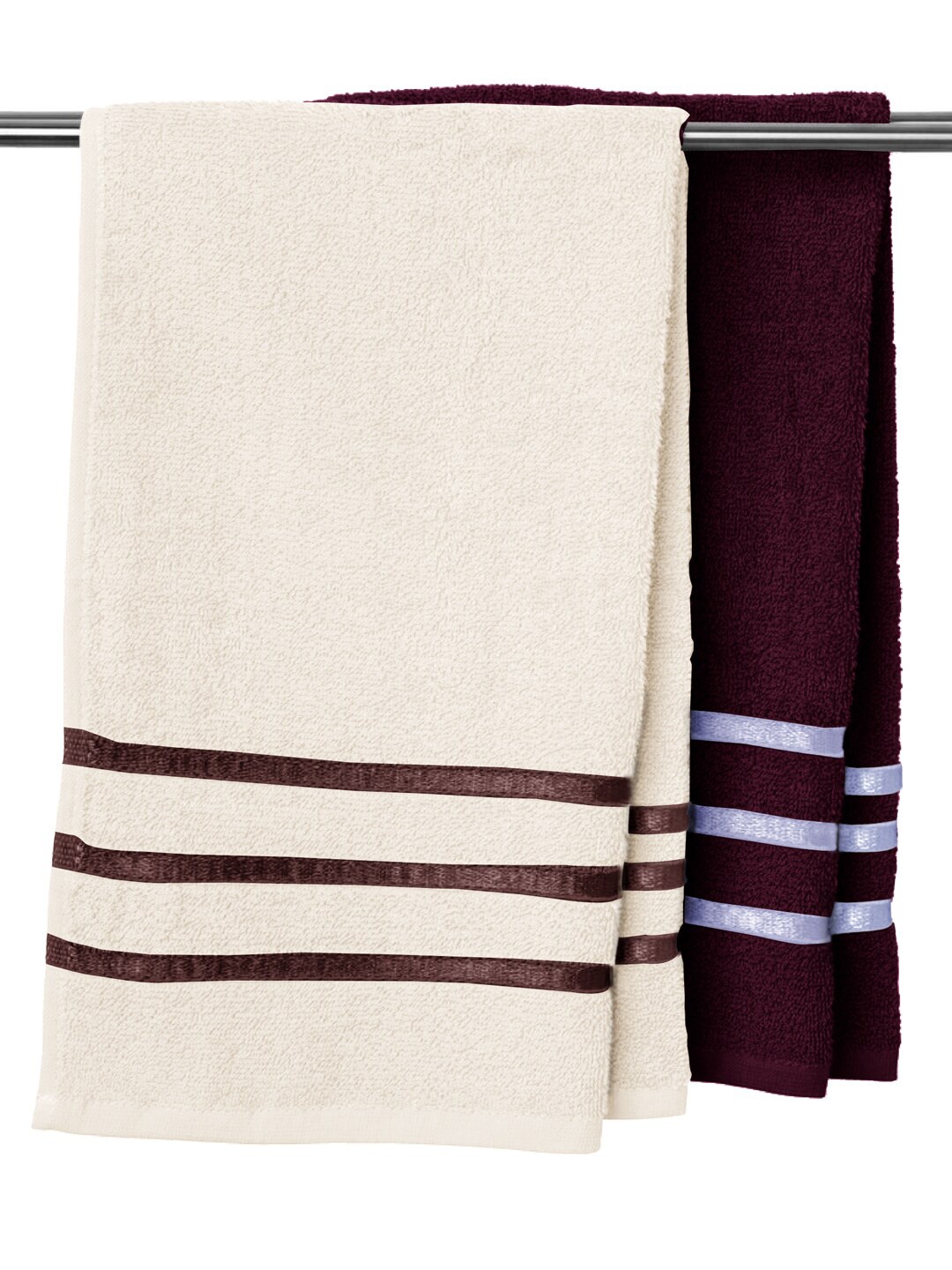 

URBAN SPACE Set Of 2 Striped 450 GSM Towels, Cream