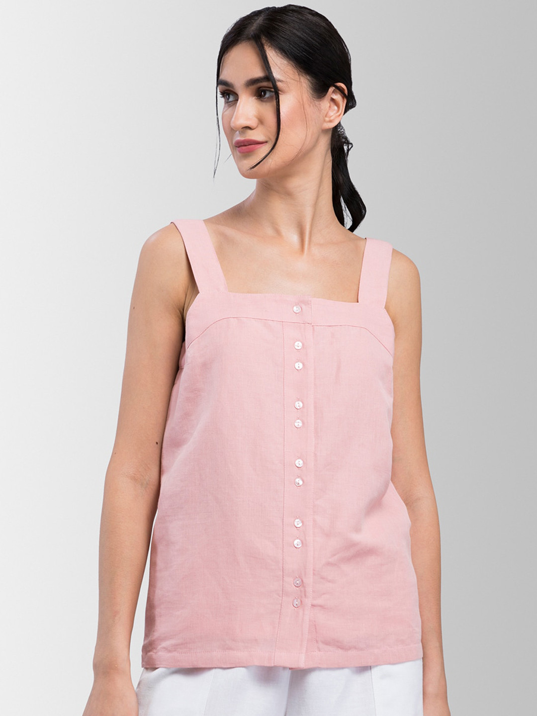 

FableStreet Women Pink Solid Top