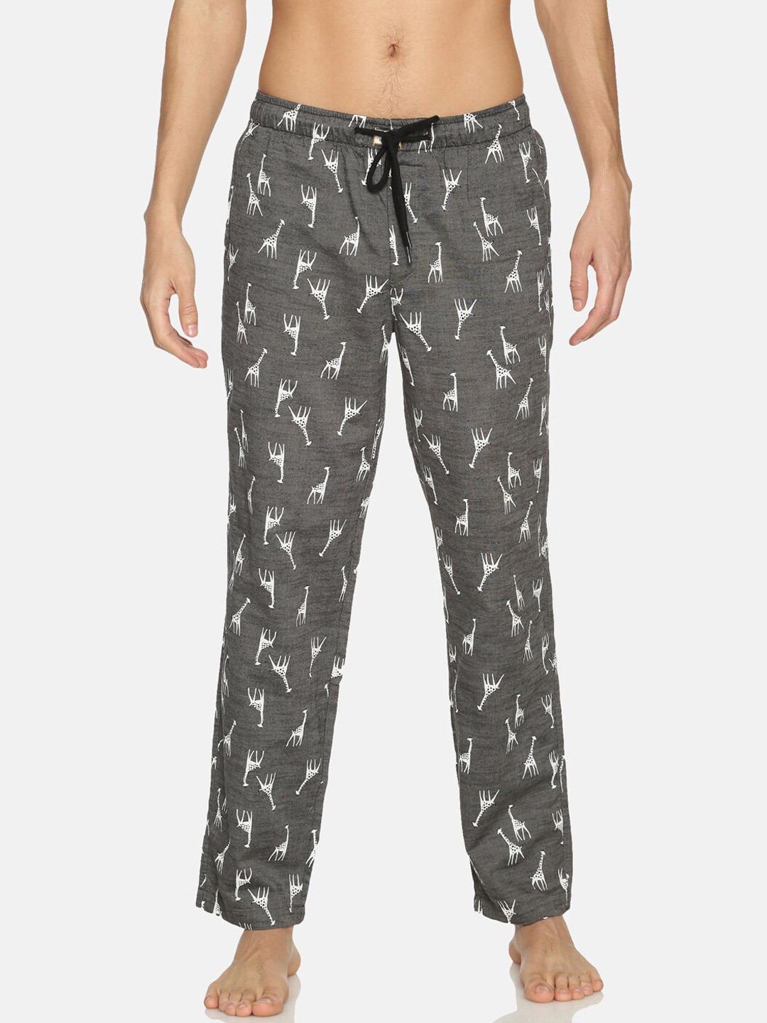 

Bene Kleed Men Charcoal Grey & Off-White Printed Anti-Bacterial Lounge Pants