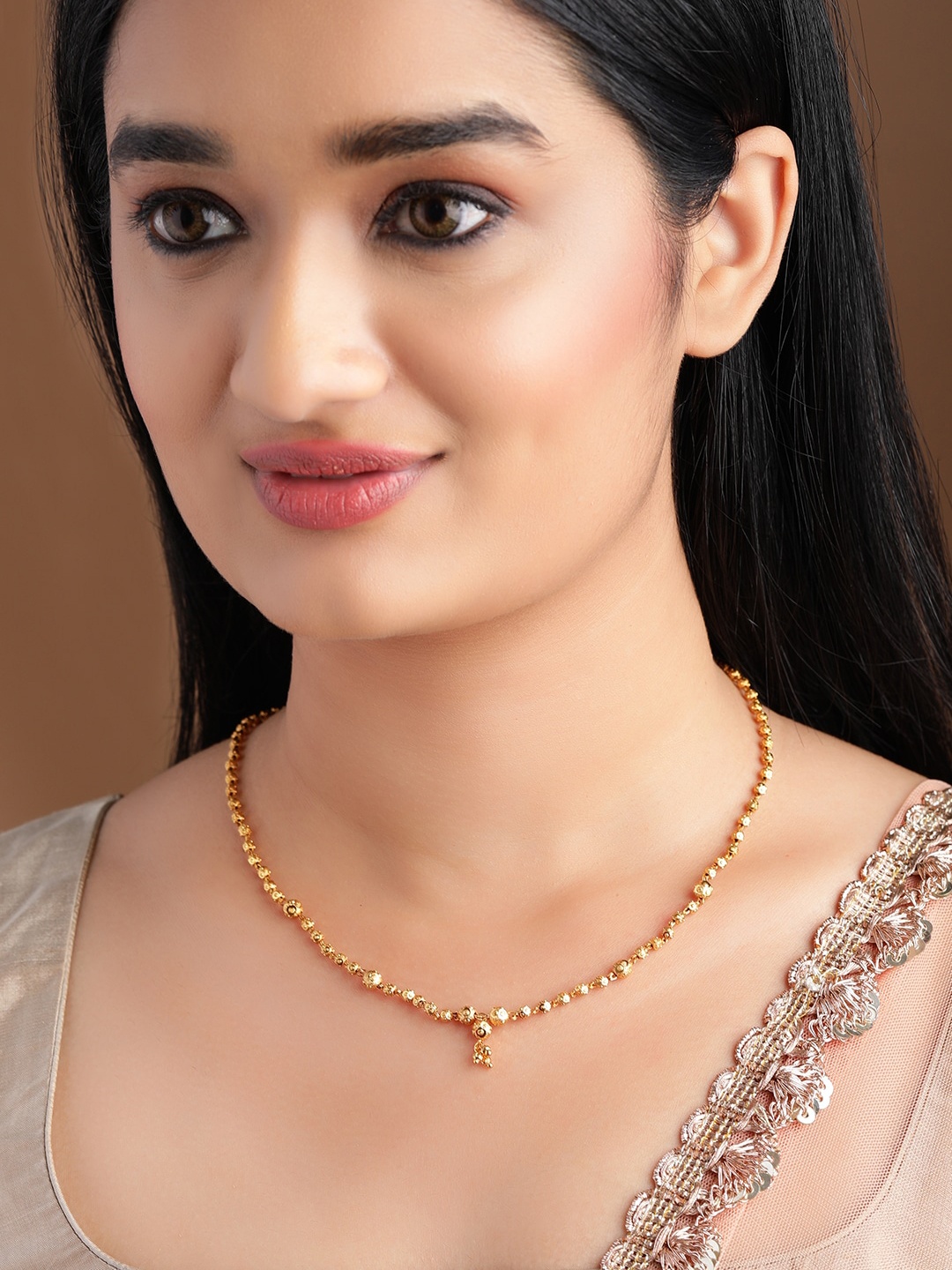

Rubans 22K Gold Plated Handcrafted Beaded Chain Necklace