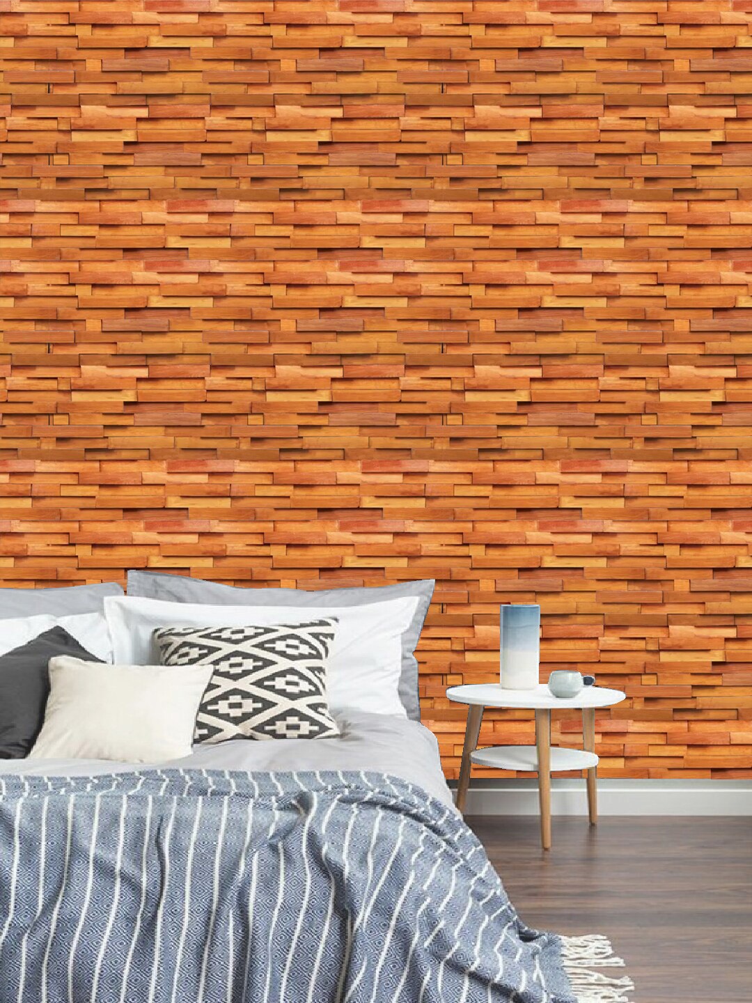

Jaamso Royals Brown & Orange Wooden Stone Wallpaper