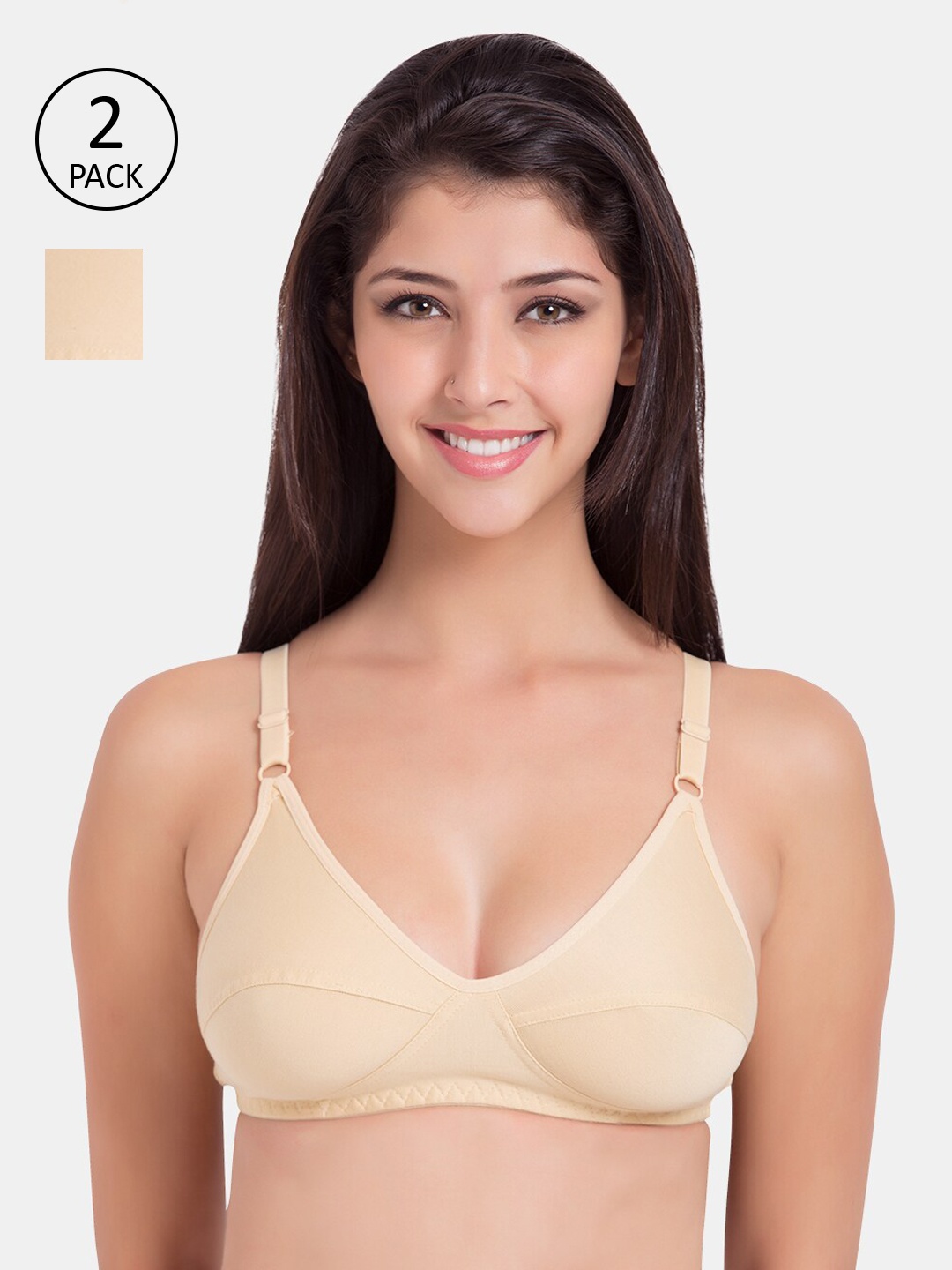 

Souminie Beige Pack of 2 Solid Non-Wired Non Padded Everyday Bra SLY-935-2PC-SK-30B