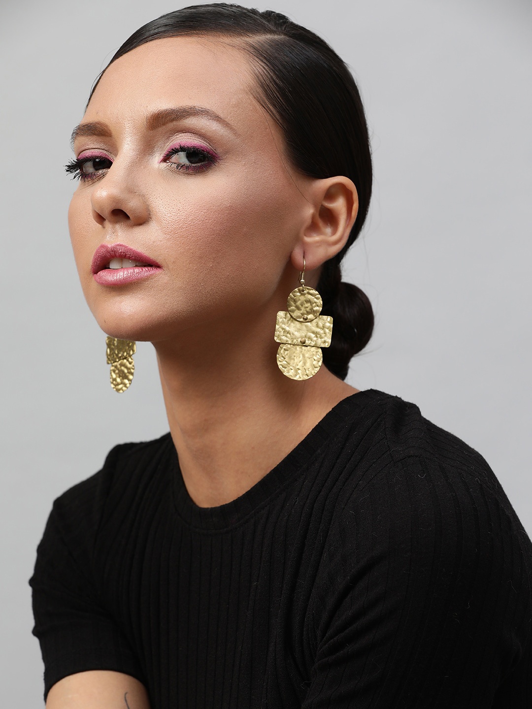

STREET 9 Gold-Toned Contemporary Drop Earrings