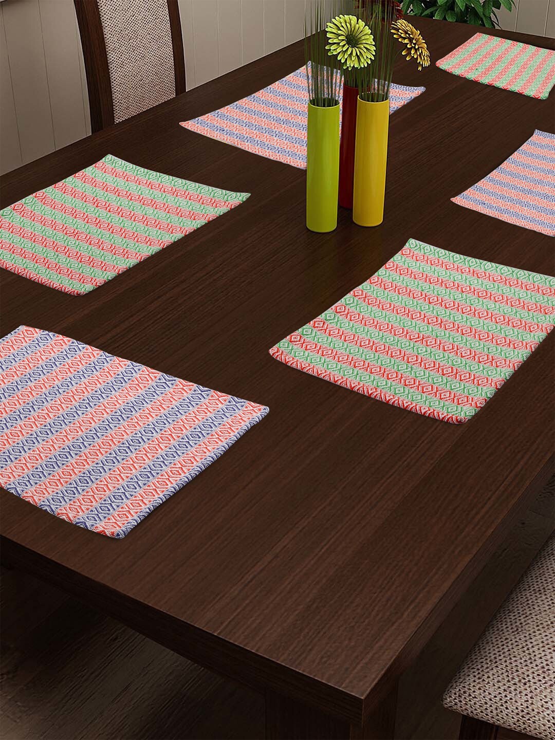 

KLOTTHE Set Of 6 Printed Table Mats, Green