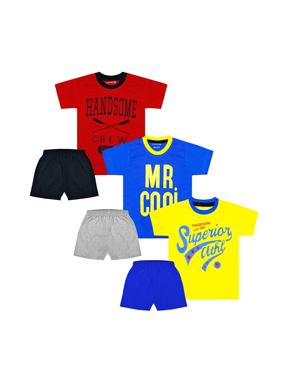 

Luke & Lilly Boys Pack Of 3 Printed T-shirts with Shorts, Blue