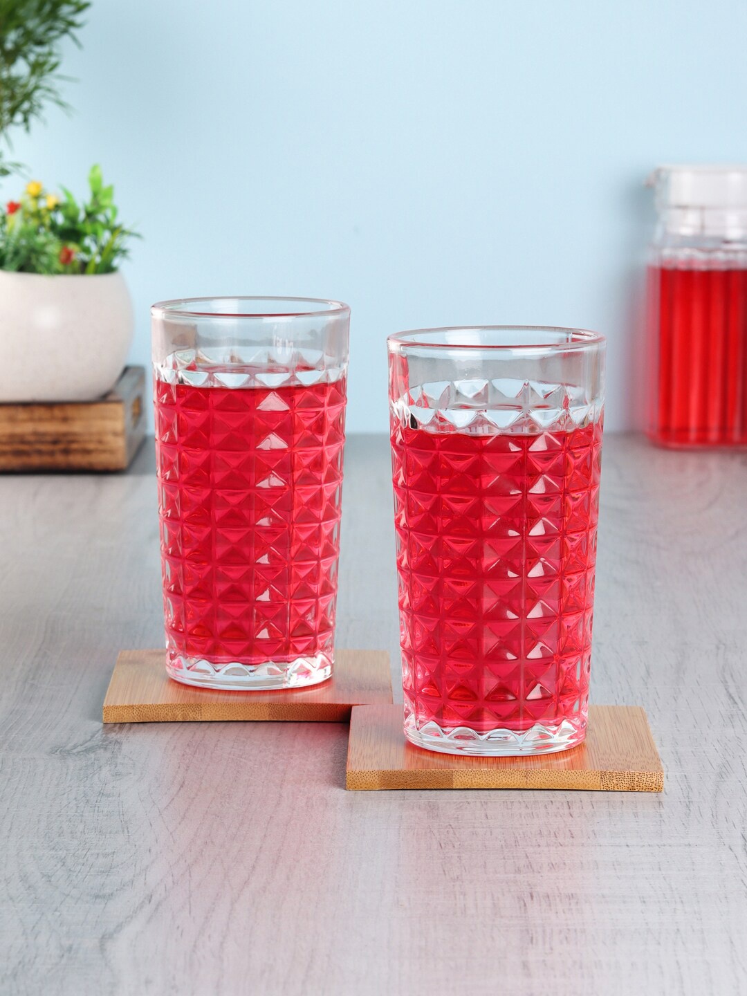 

ceradeco Set Of 6 Transparent Textured Glasses