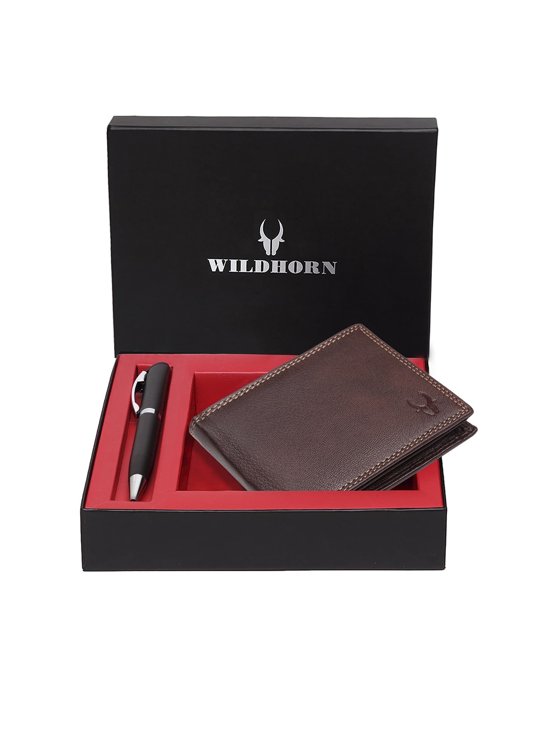 WildHorn Men Brown & Black RFID Protected Genuine Leather Accessory Gift Set