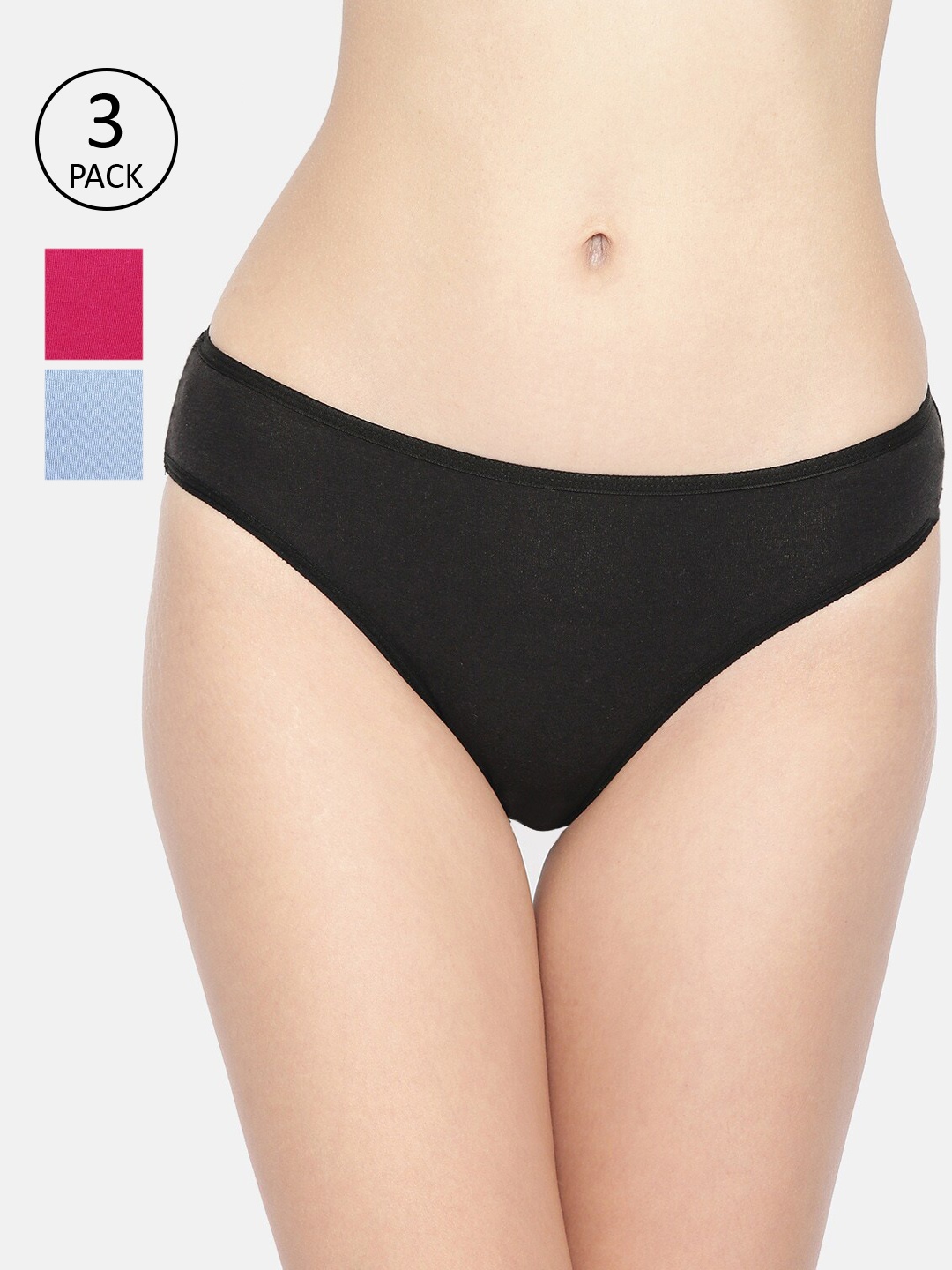 

Inner Sense Women Pack Of 3 Solid Bikini Sustainable Briefs IMPC004, Black