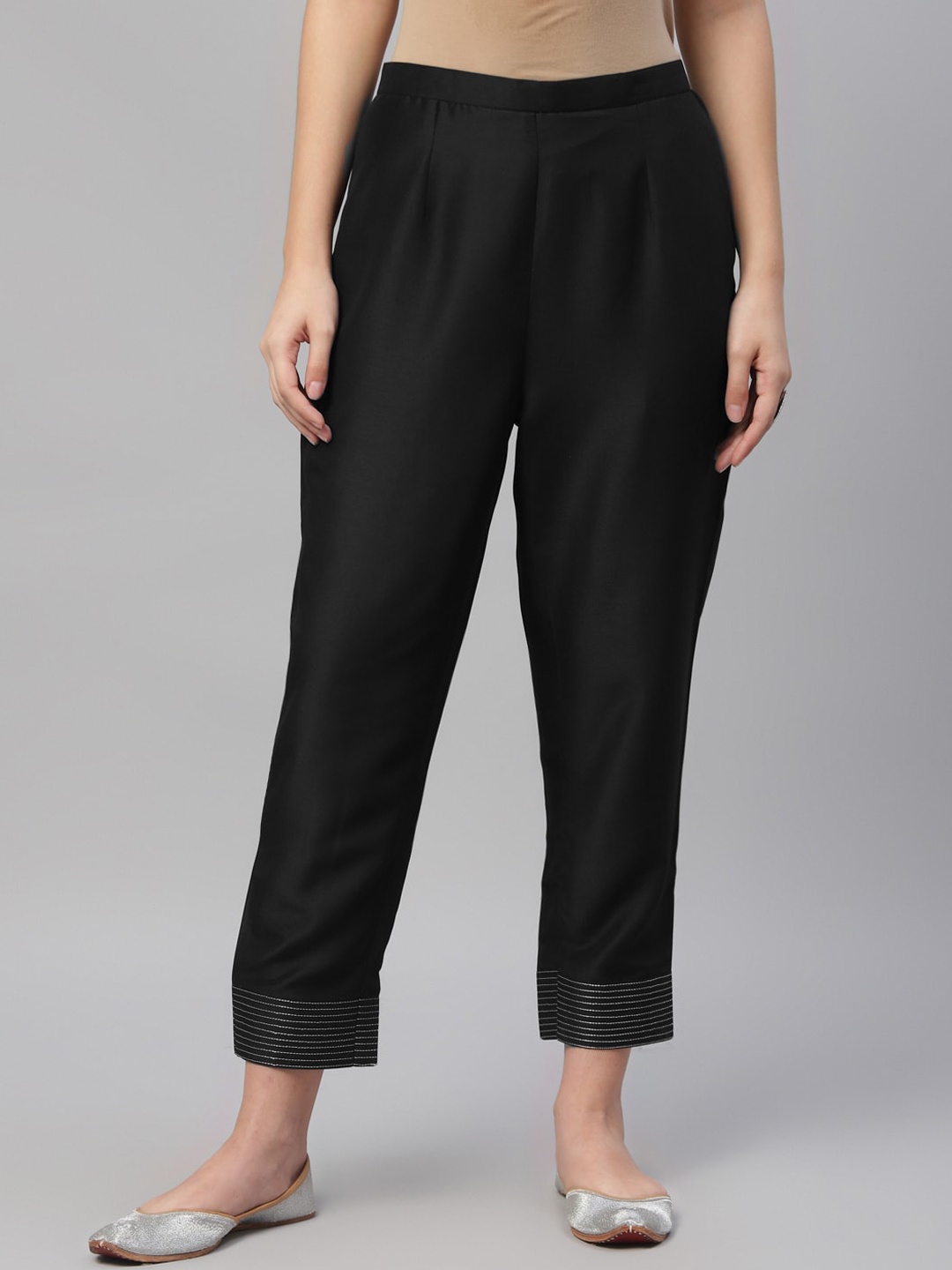 

Libas Women Black Regular Fit Solid Regular Trousers