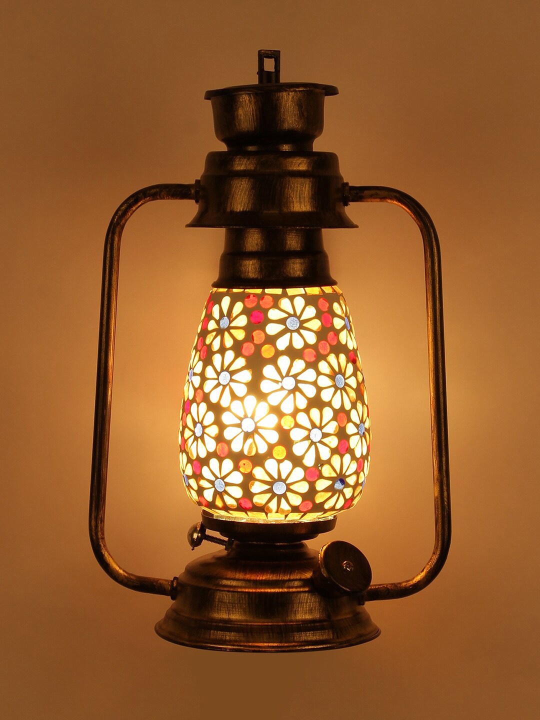 Devansh Gold-Toned & Off-White Textured Contemporary Wall Lantern