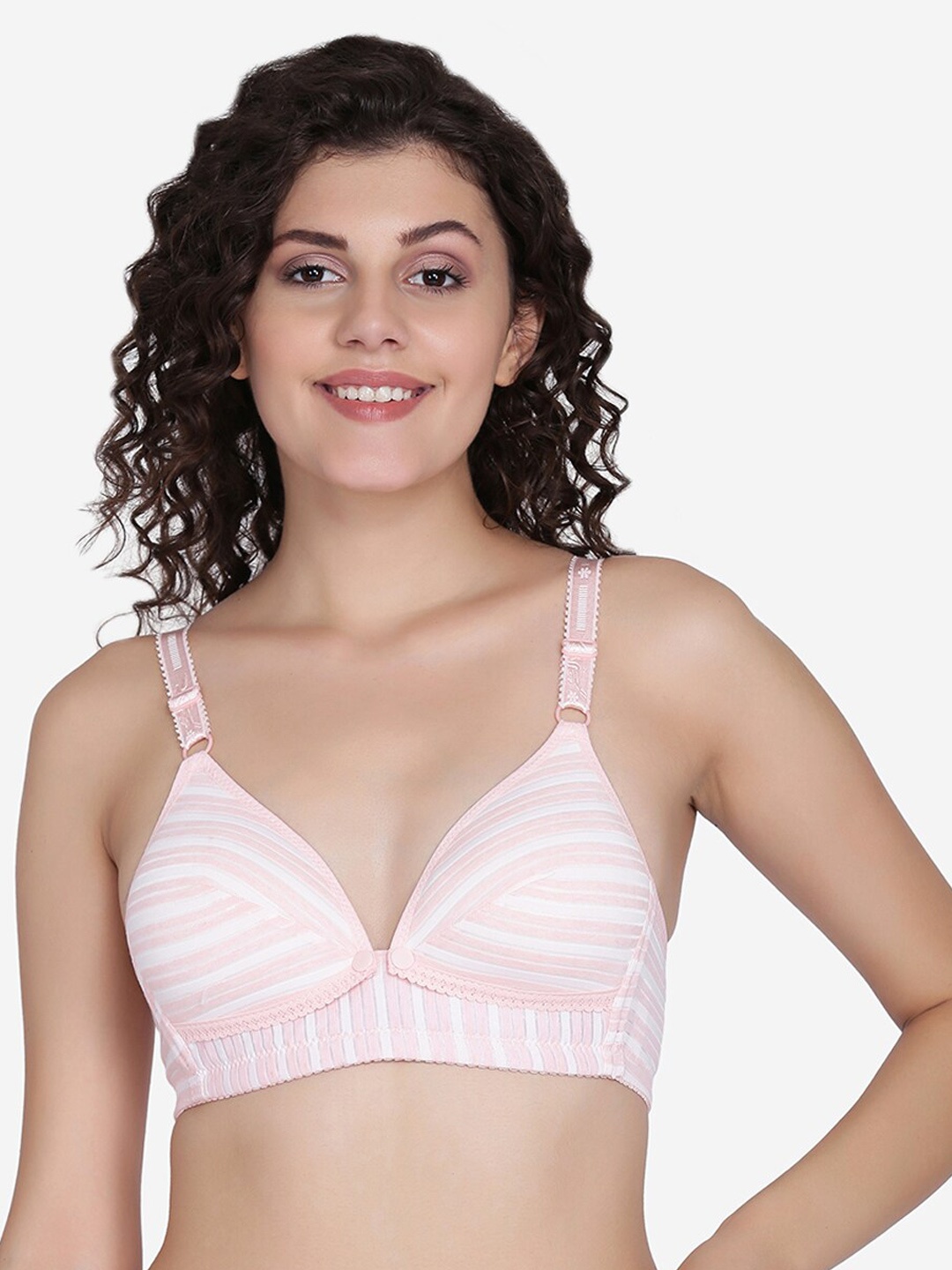 

MAMMA PRESTO Peach-Coloured Printed Non-Wired Lightly Padded Maternity Nursing Bra MPF-21