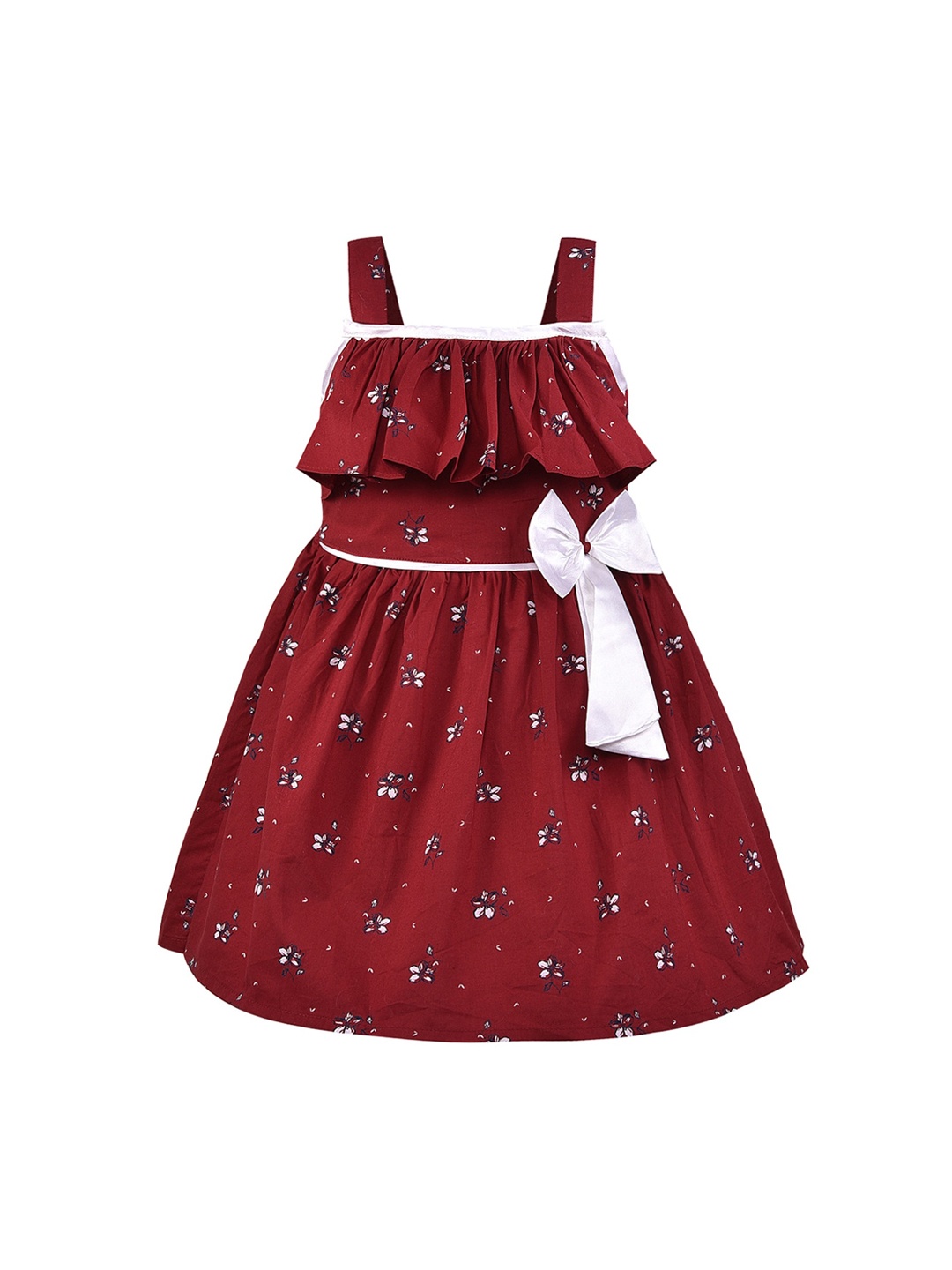 

Wish Karo Girls Maroon & White Printed Fit and Flare Dress