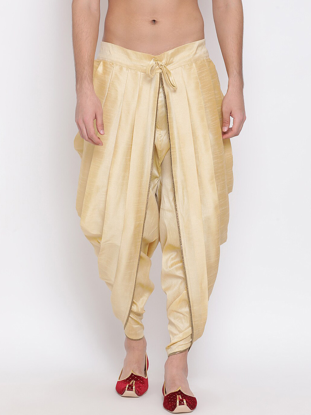 

VASTRAMAY Men Gold-Coloured Solid Dhoti Pant
