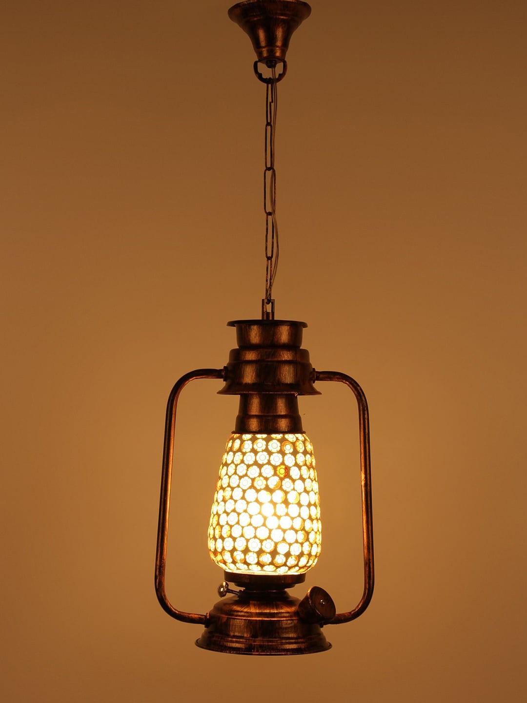 

Devansh Brown Solid Mosaic Glass Hanging Lantern