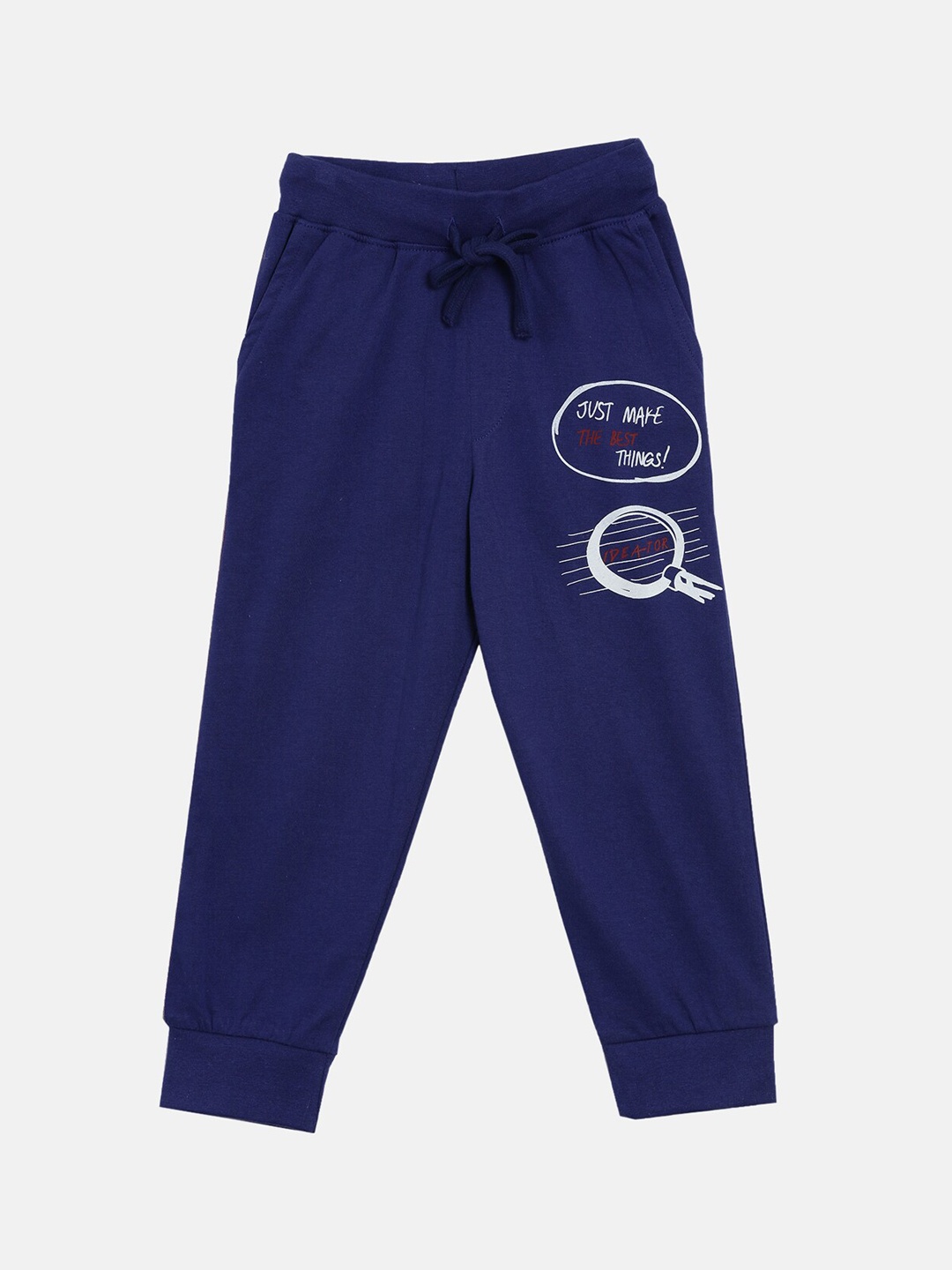 

KiddoPanti Boys Navy Blue Ideater Printed Joggers