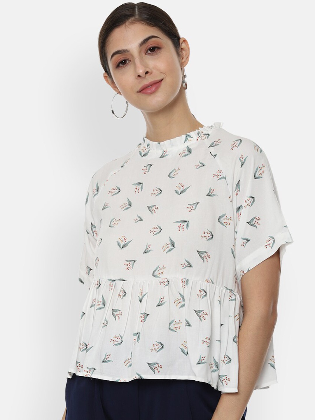 

Van Heusen Woman White Printed Peplum Top