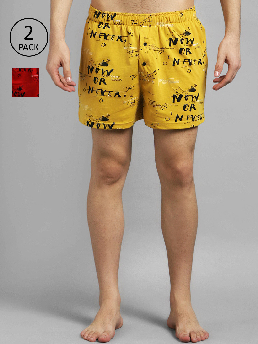 

Kotty Men Pack of 2 Printed Printed Boxers, Red